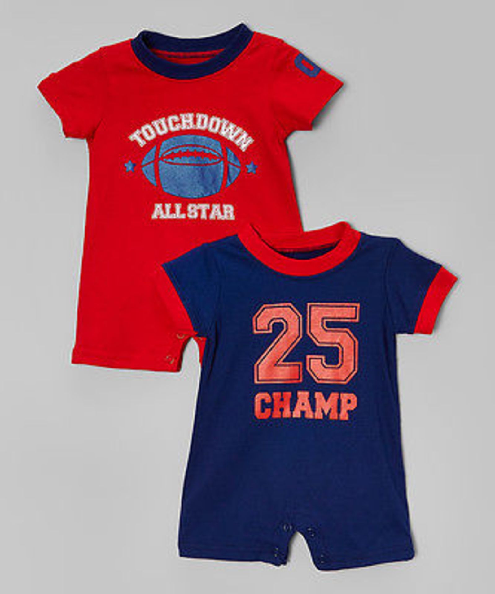 Red & Navy Football Romper Set (3-6 Months) (New With Tags) [Ref: 37521647-T-10]