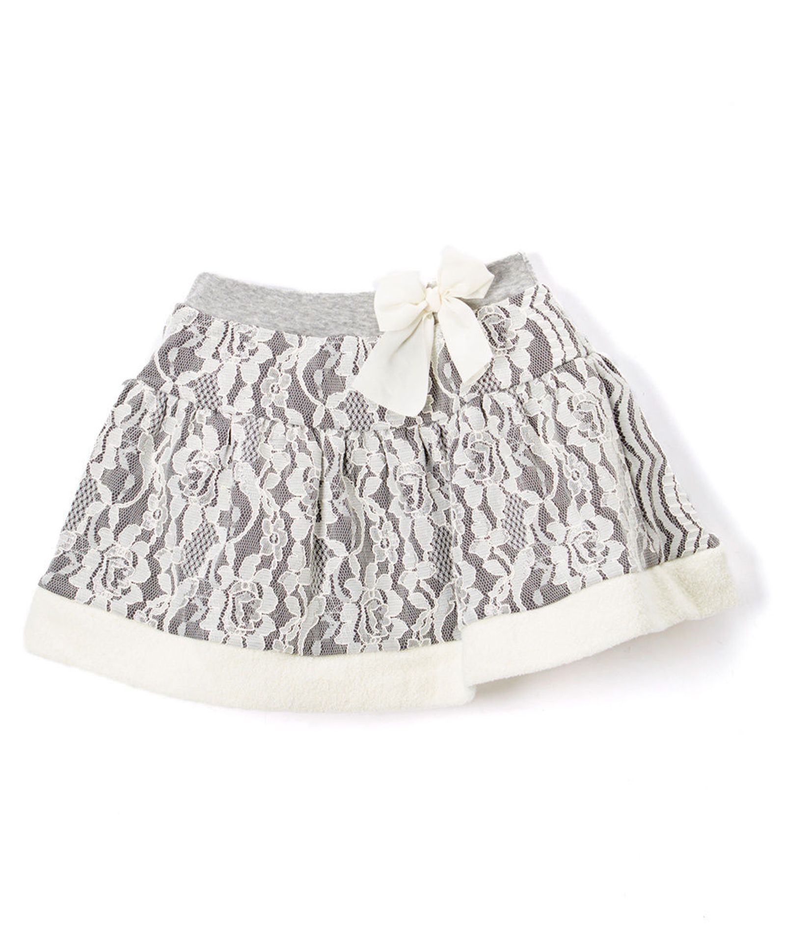 Frills Du Jour, Gray Lace Bow-Accent Circle Skirt - Girls, Size 4 Years (New With Tags) [Ref: