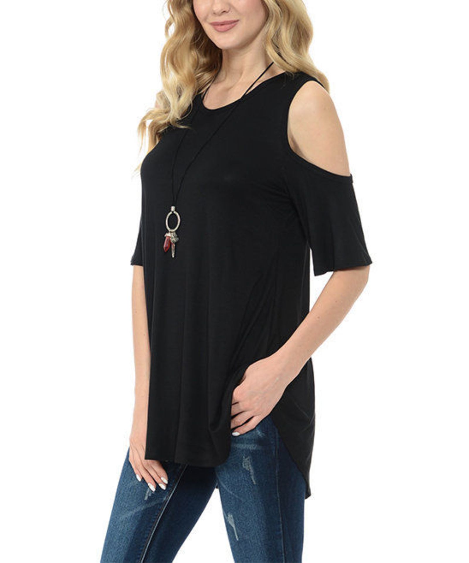 Cool Melon Black Cold-Shoulder Top (Us 18/Uk 22/Eu 50) (New With Tags) [Ref: 46366634-T-54]