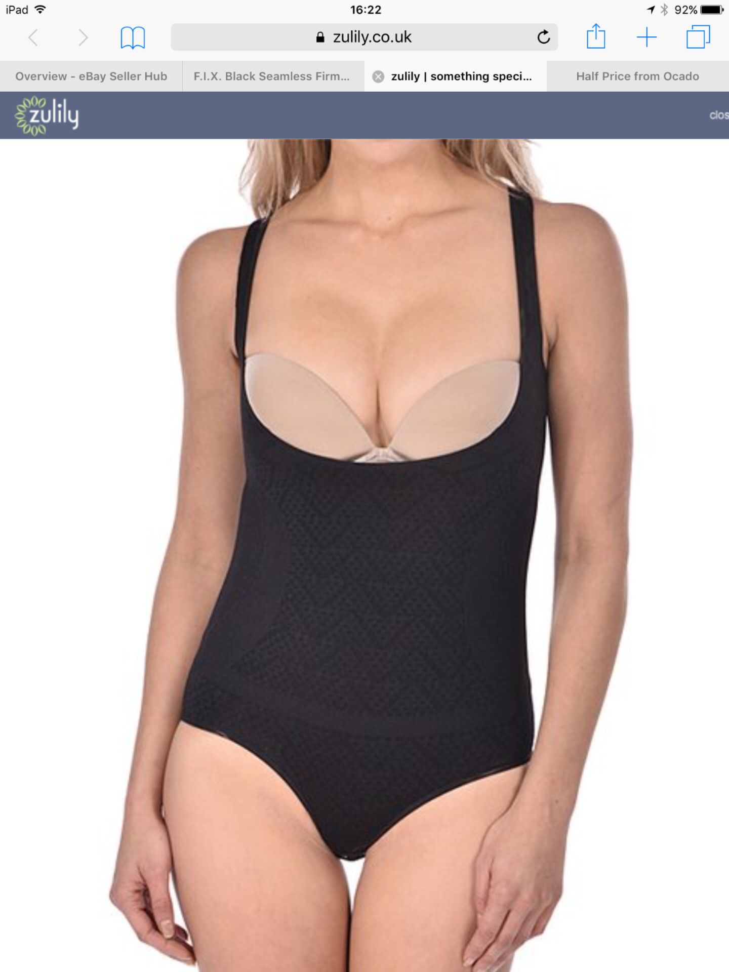 F.I.X. Black Seamless Firm Compression Underbust Bodysuit, Size S/M (New With Tags) [Ref: -T-]