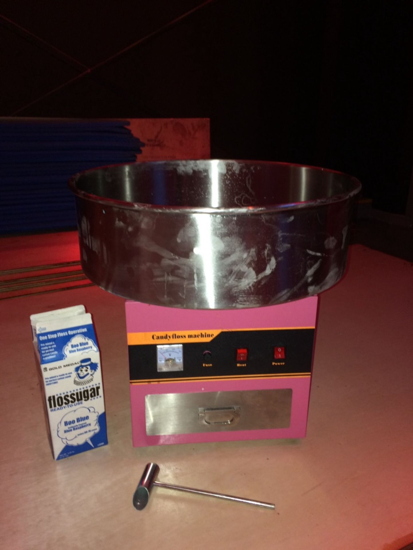 Candy floss machine with box used twice fully working. Includes some floss sugar.