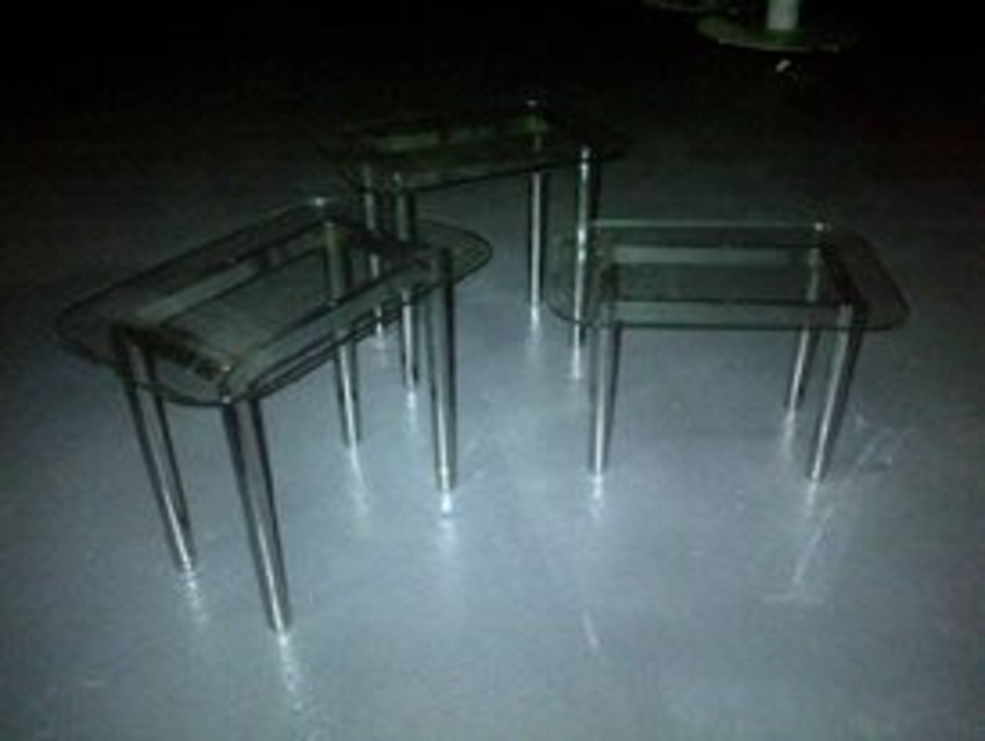 Set Of Three Glass Tables Two Larger One Smaller (Coffee Tables)