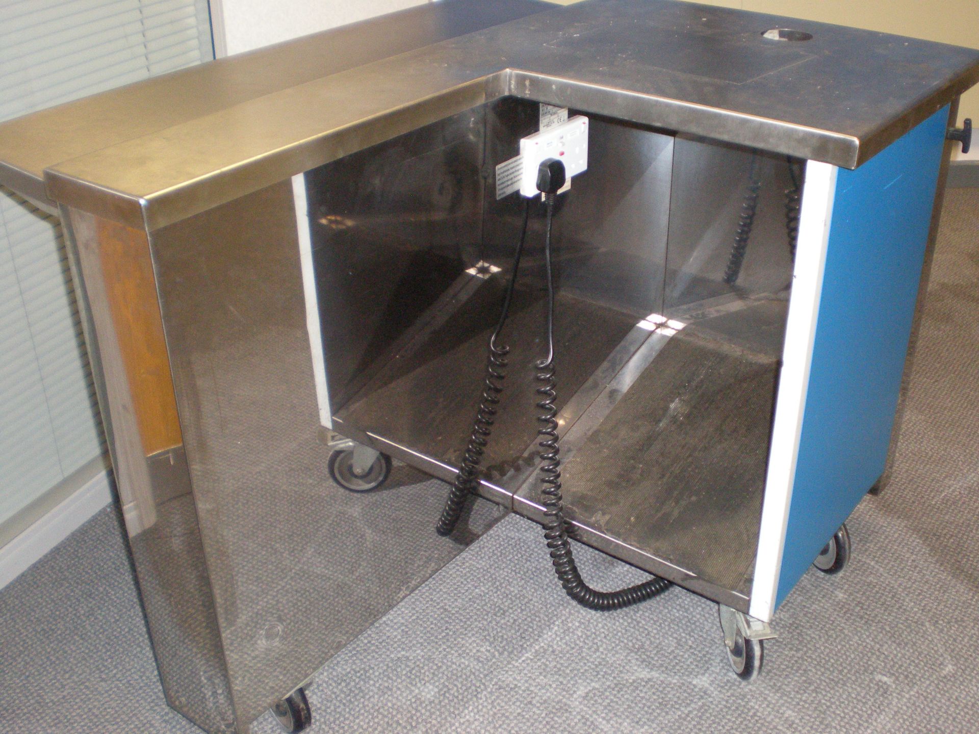 Canteen Stainless Steel Trolly Pay Station For Till, On Wheels, Collapsable Shelf For Trays, 2 - Image 4 of 6