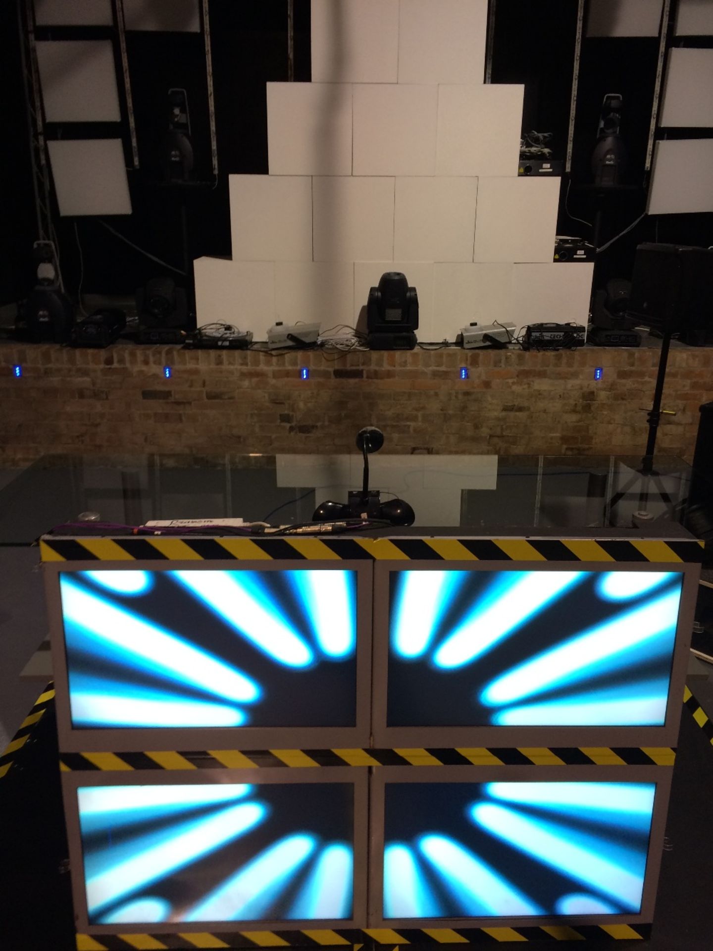 Custom Design Dj Consoe With 4 Screen Lcd Video Wall Metal Front Enclosure And Stand Glass Shelf For - Image 9 of 11