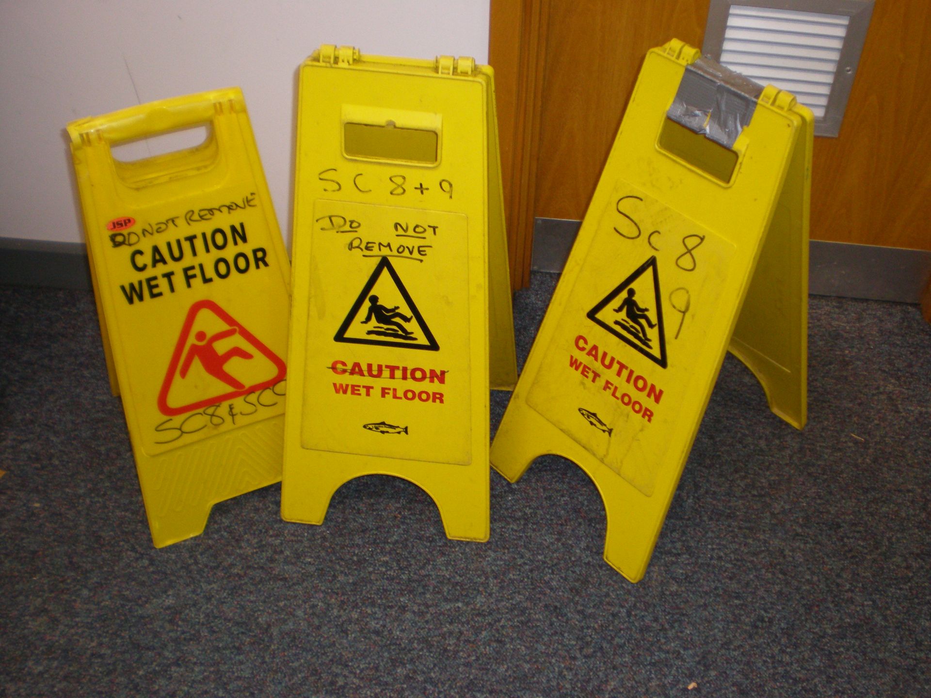 Set Of Three Wet Floor Signs