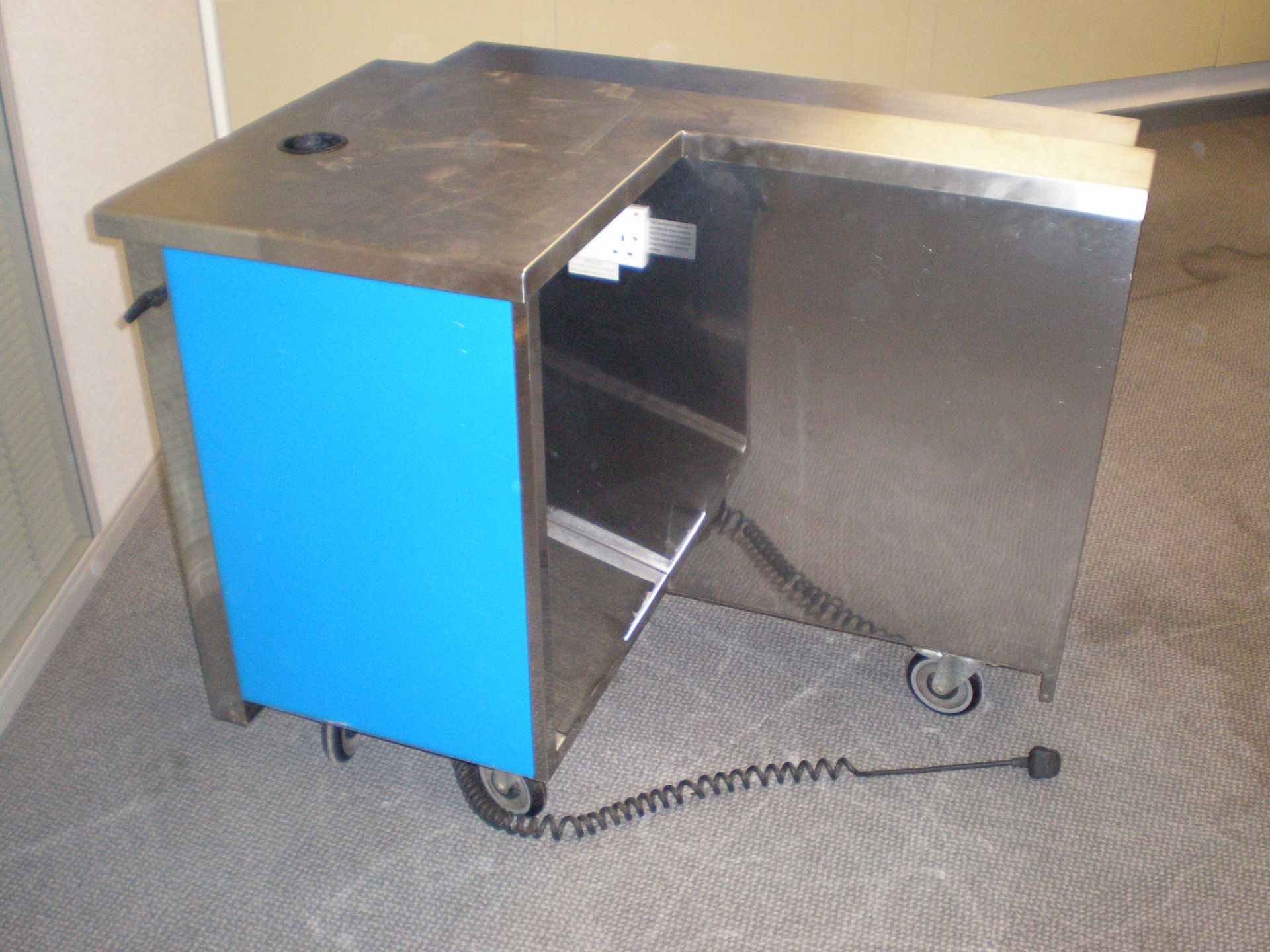 Canteen Stainless Steel Trolly Pay Station For Till, On Wheels, Collapsable Shelf For Trays, 2 - Image 4 of 4