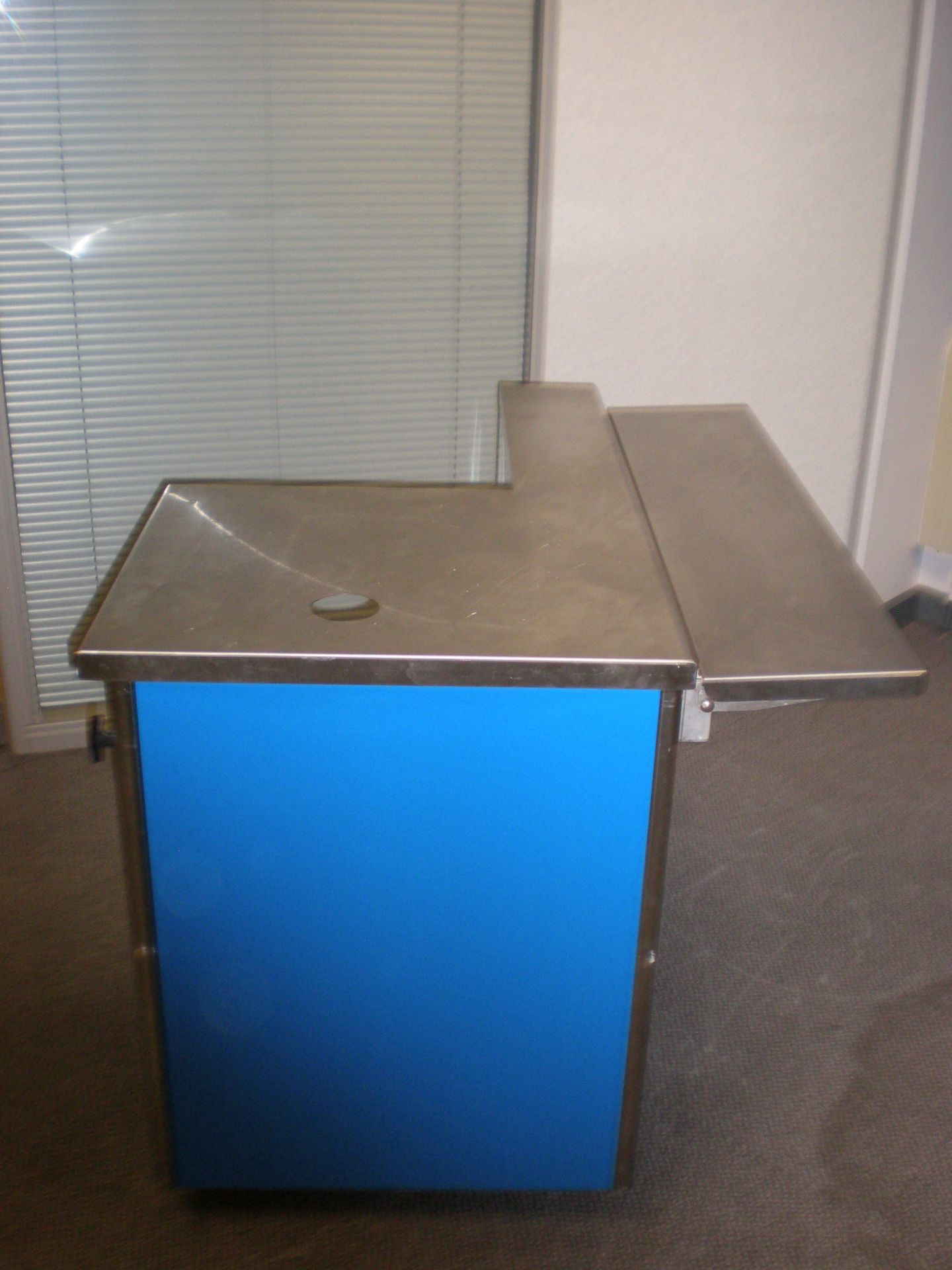 Canteen Stainless Steel Trolly Pay Station For Till, On Wheels, Collapsable Shelf For Trays, 2 - Image 3 of 6