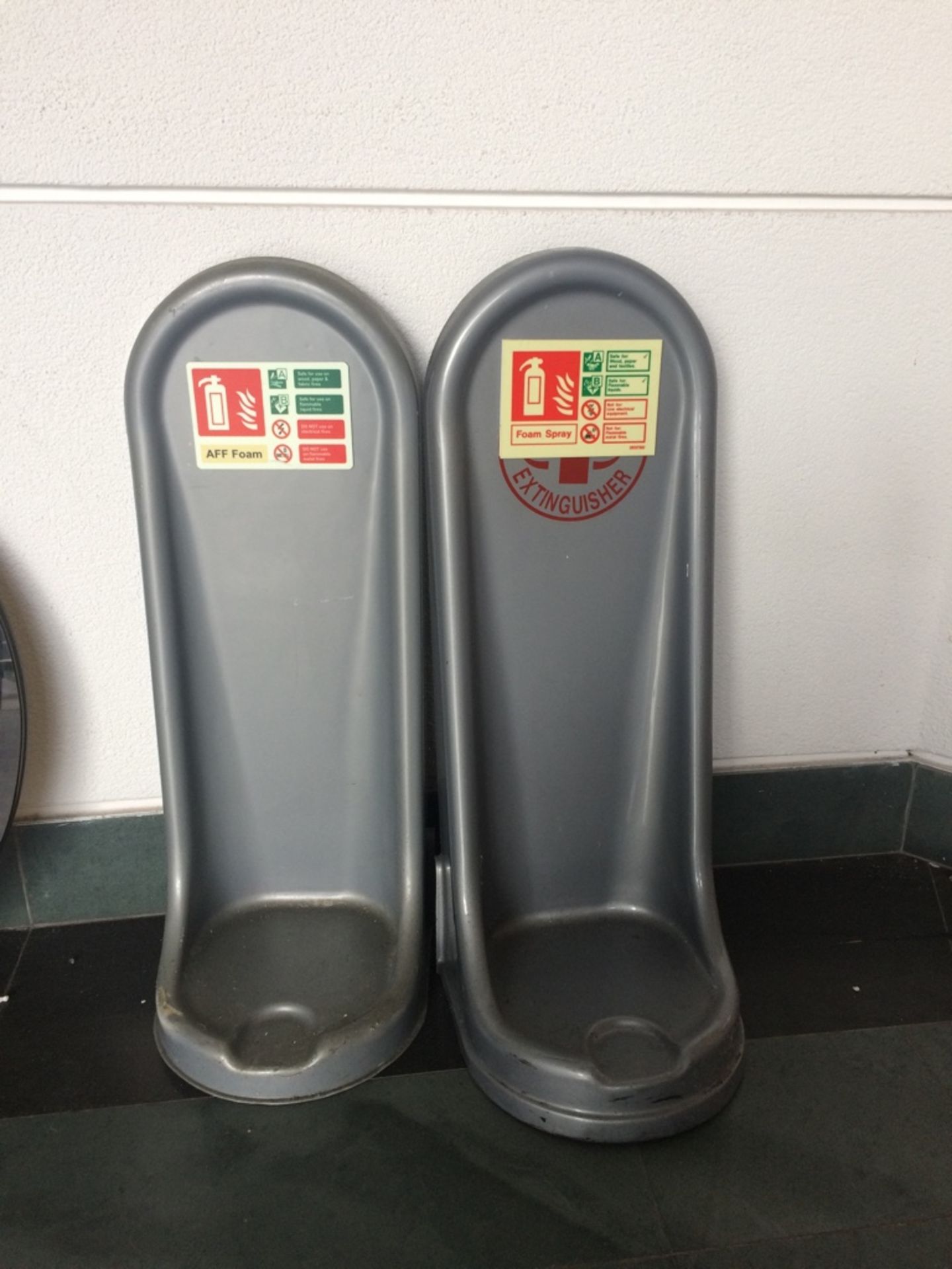 Pair Of Fire Points For Fire Extinguishers With Glow In The Dark Info Tags