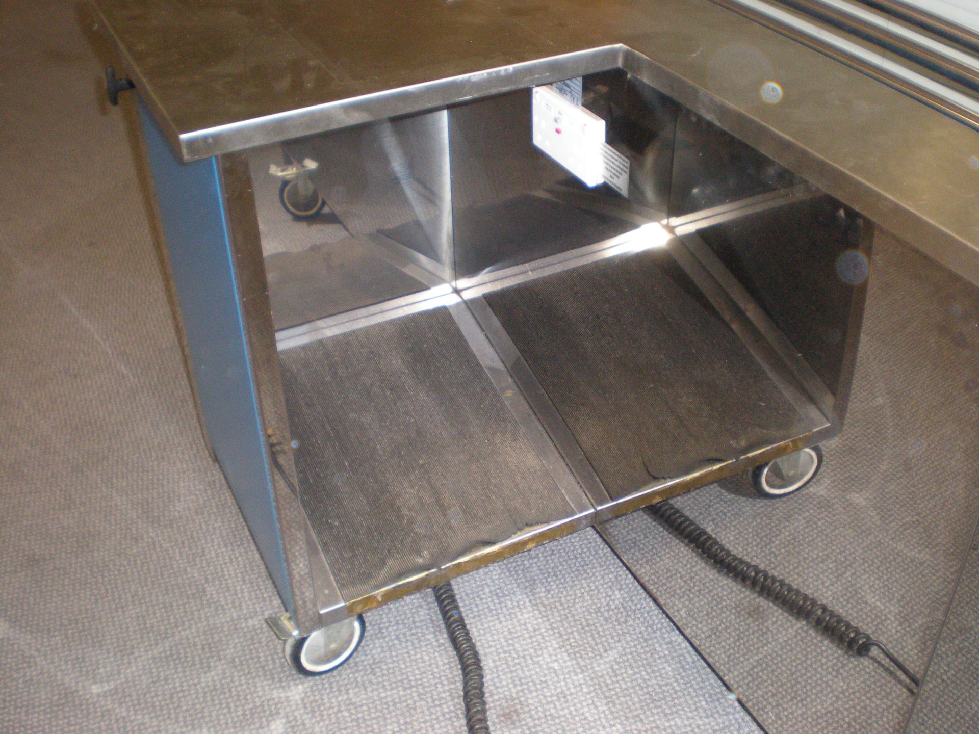Canteen Stainless Steel Trolly Pay Station For Till, On Wheels, Collapsable Shelf For Trays, 2 - Image 5 of 6