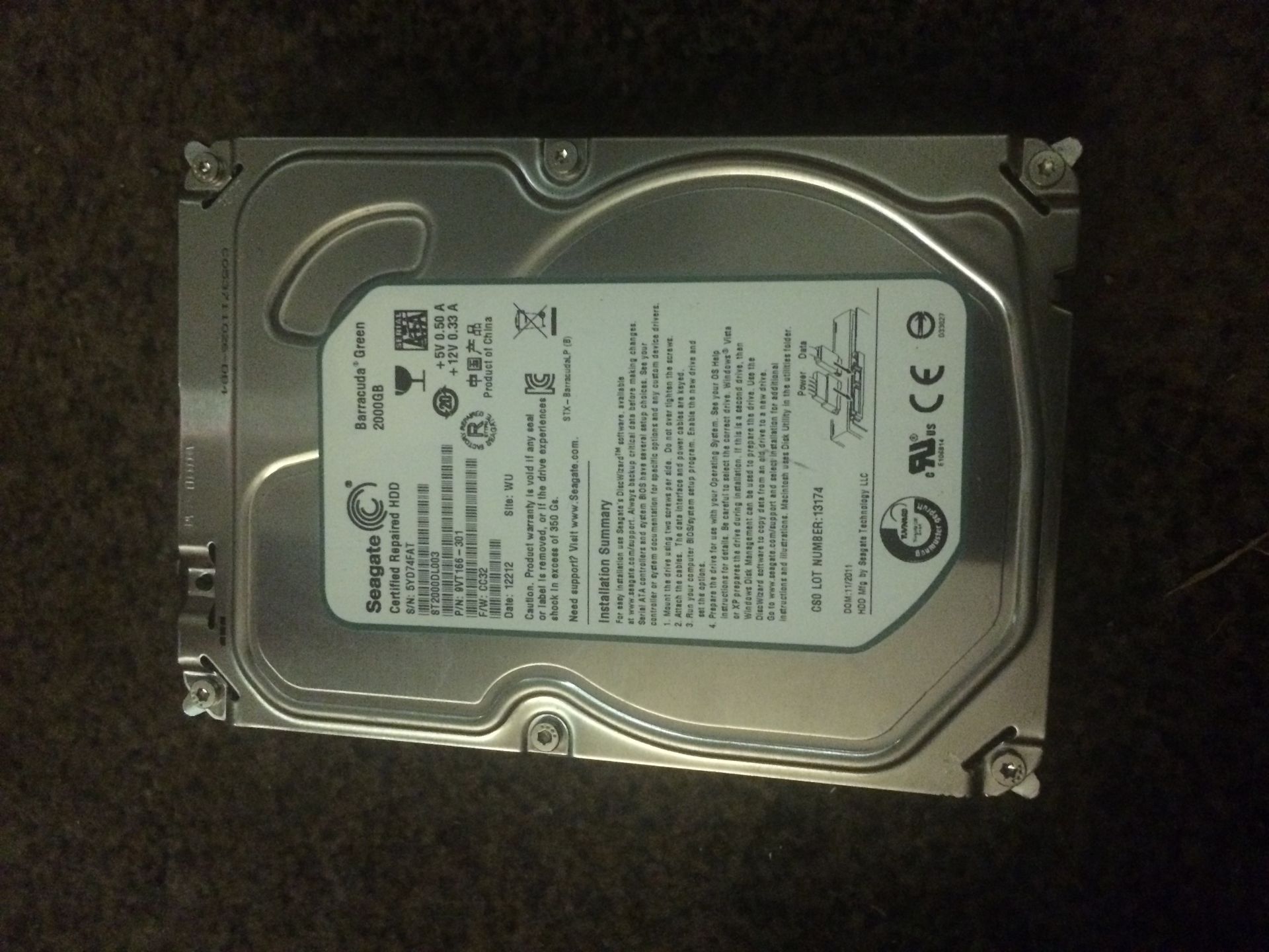 2000Gig / 2Tv Hard Drive