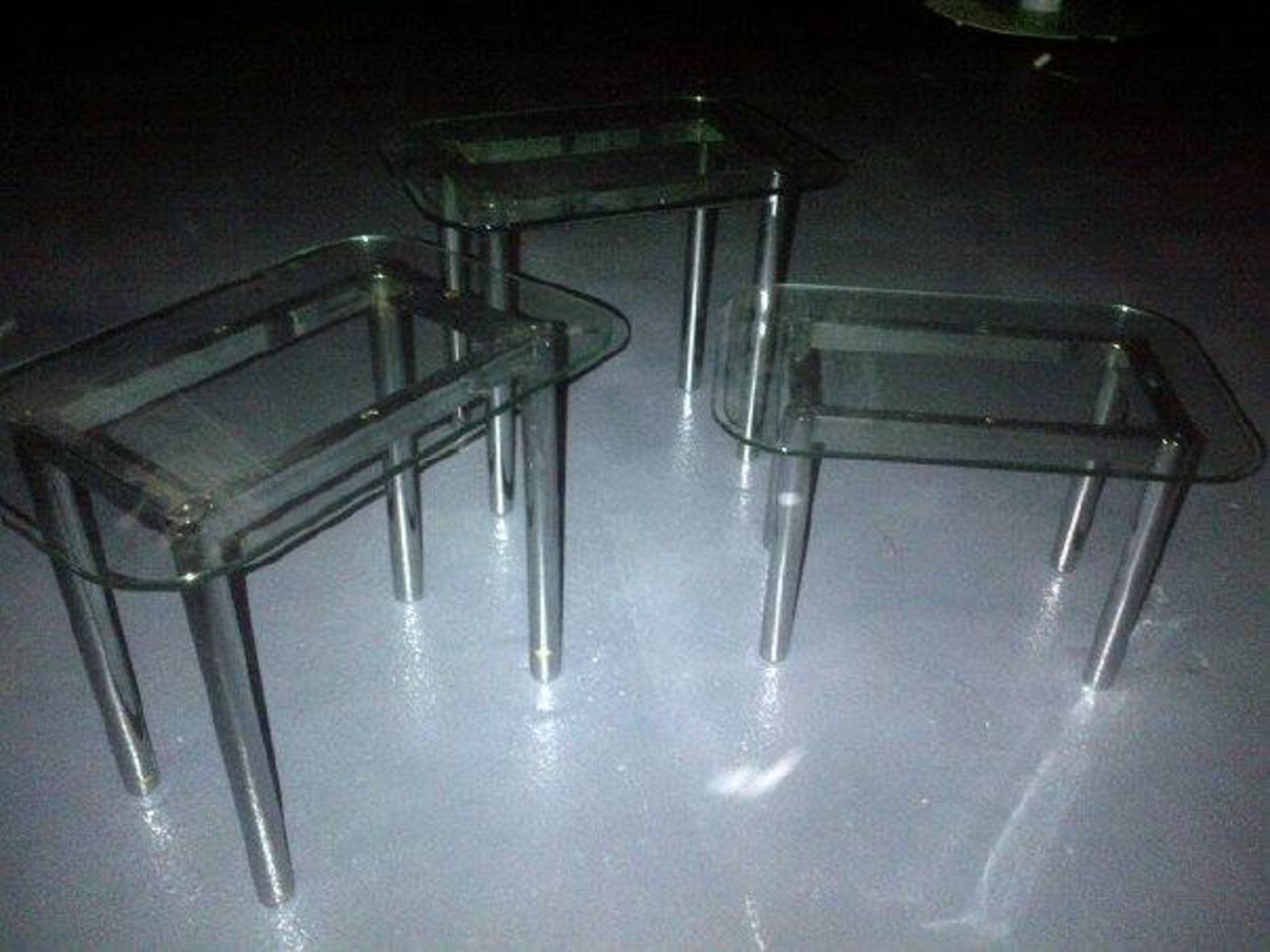 Set Of Three Glass Tables Two Larger One Smaller (Coffee Tables) - Image 2 of 2
