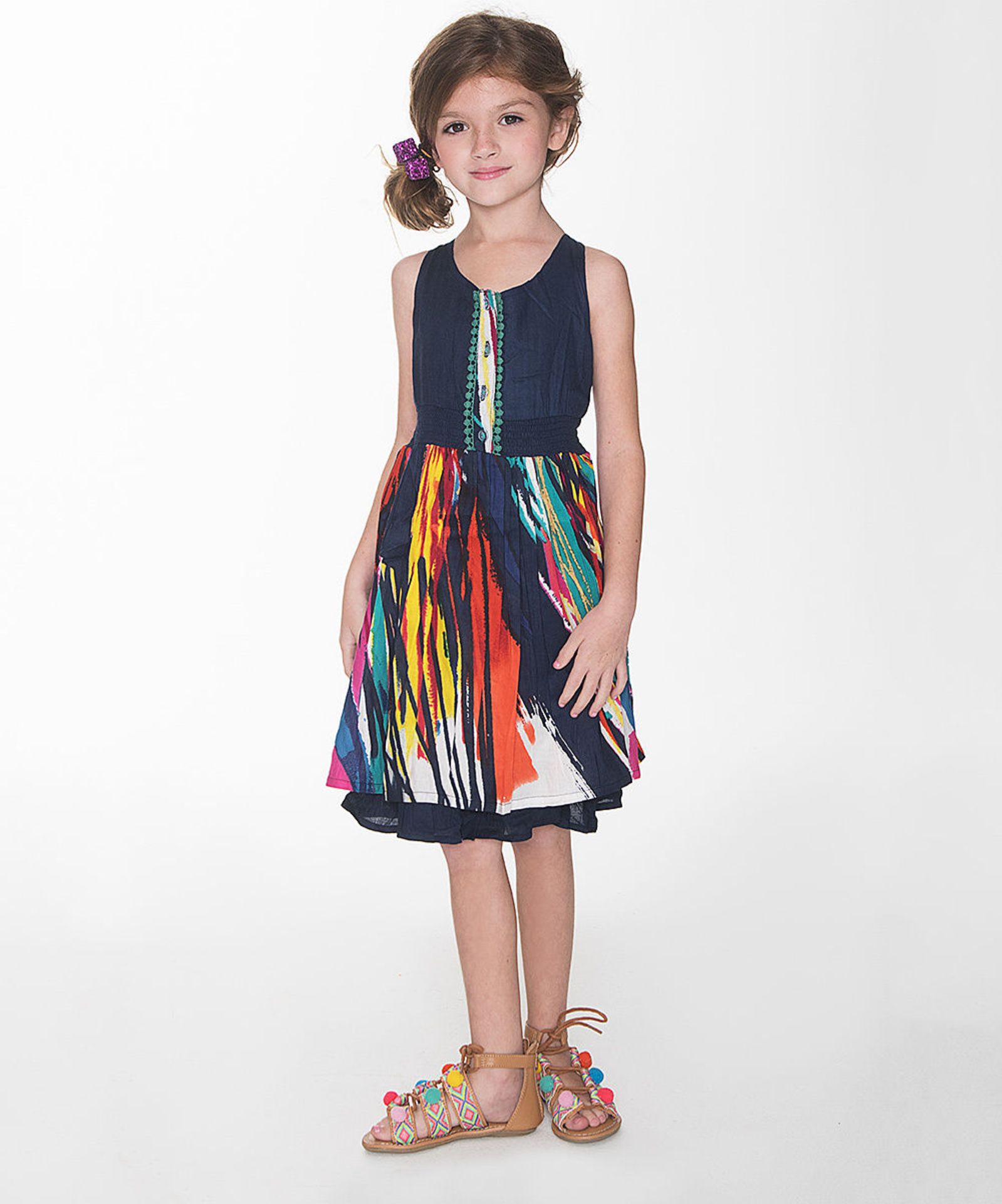 Sassy Minor Black & Orange Abstract Layered Dress (Age 10-11 yrs) (New with tags) [Ref: 46731596-