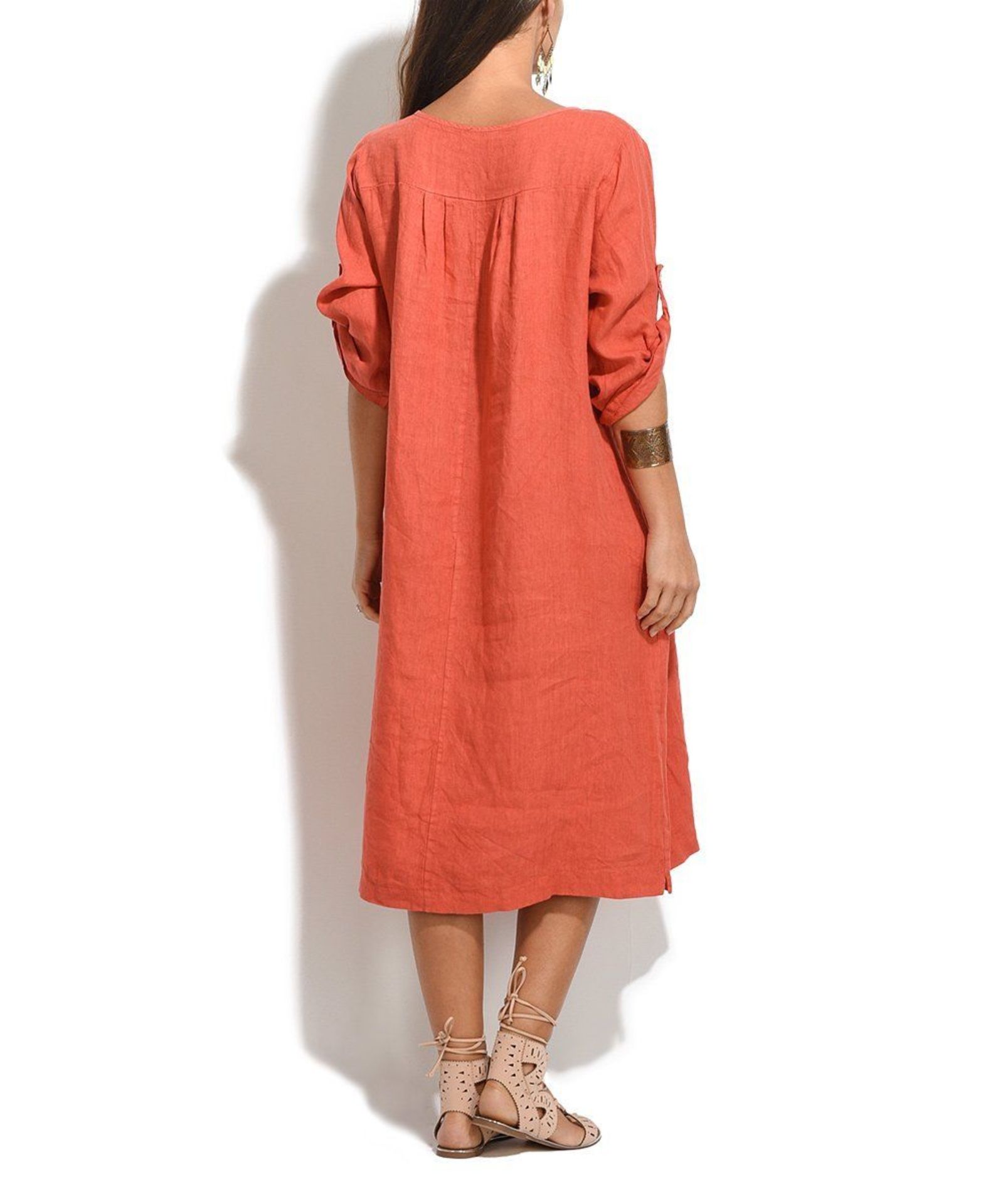 100% LIN BLANC Coral Charlotte Linen Dress - Plus Too (Uk Size 18:Us Size 14) (New with tags) [ - Image 3 of 3