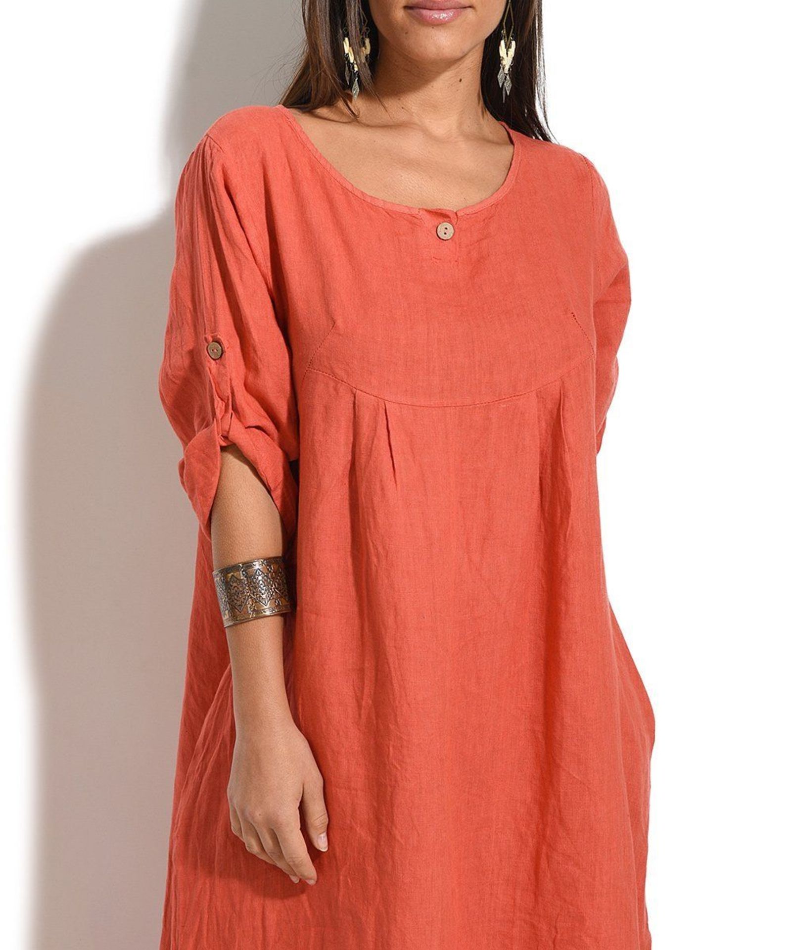 100% LIN BLANC Coral Charlotte Linen Dress - Plus Too (Uk Size 18:Us Size 14) (New with tags) [ - Image 2 of 3