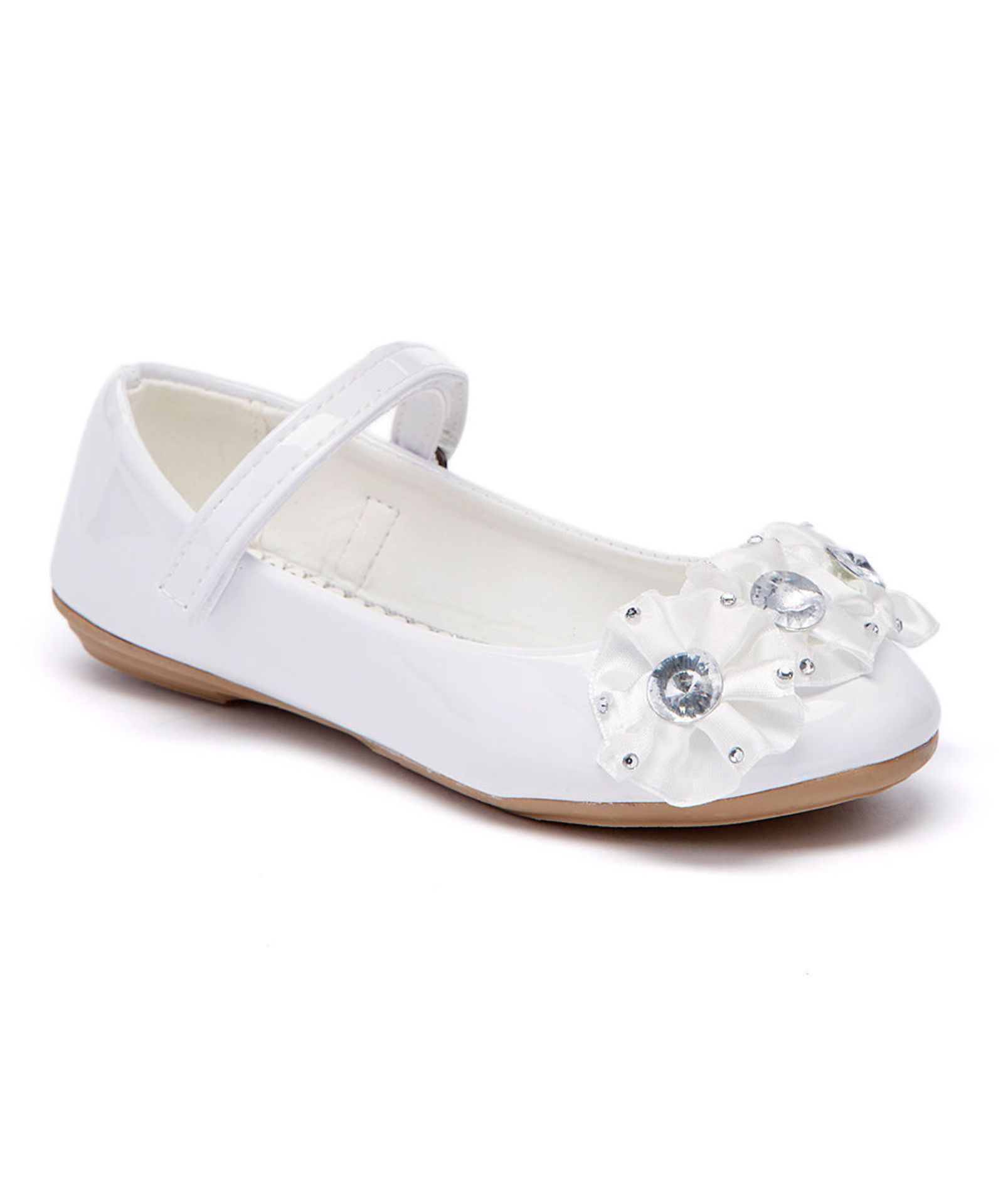 Angels New York, White Rhinestone-Accent Mary Jane, US Size Big Kid 5 (New with box) [Ref: