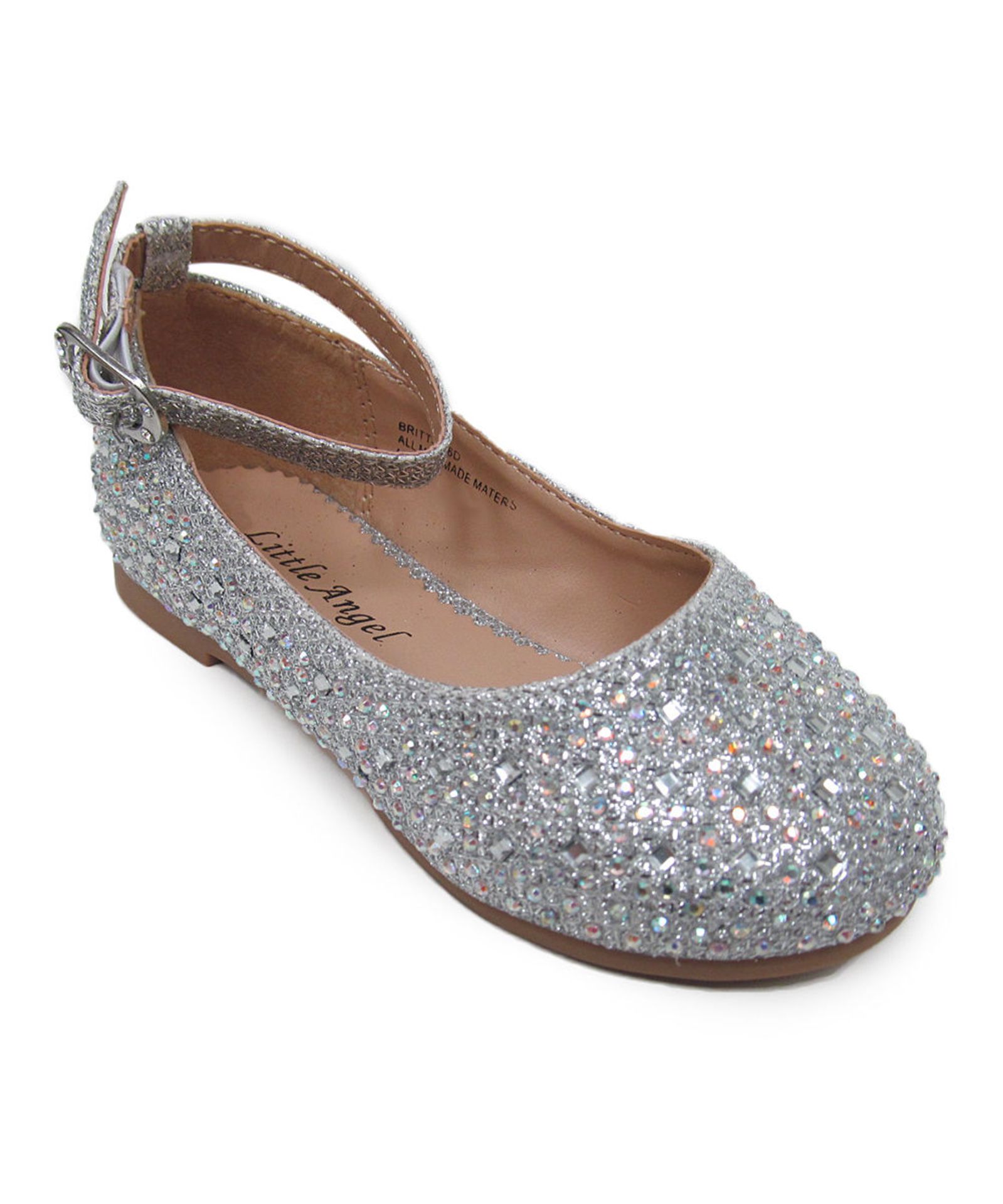 Little Angel, Silver Glitter Britt Flat, US Size Little Kid 12 (New with box) [Ref: 46280082]