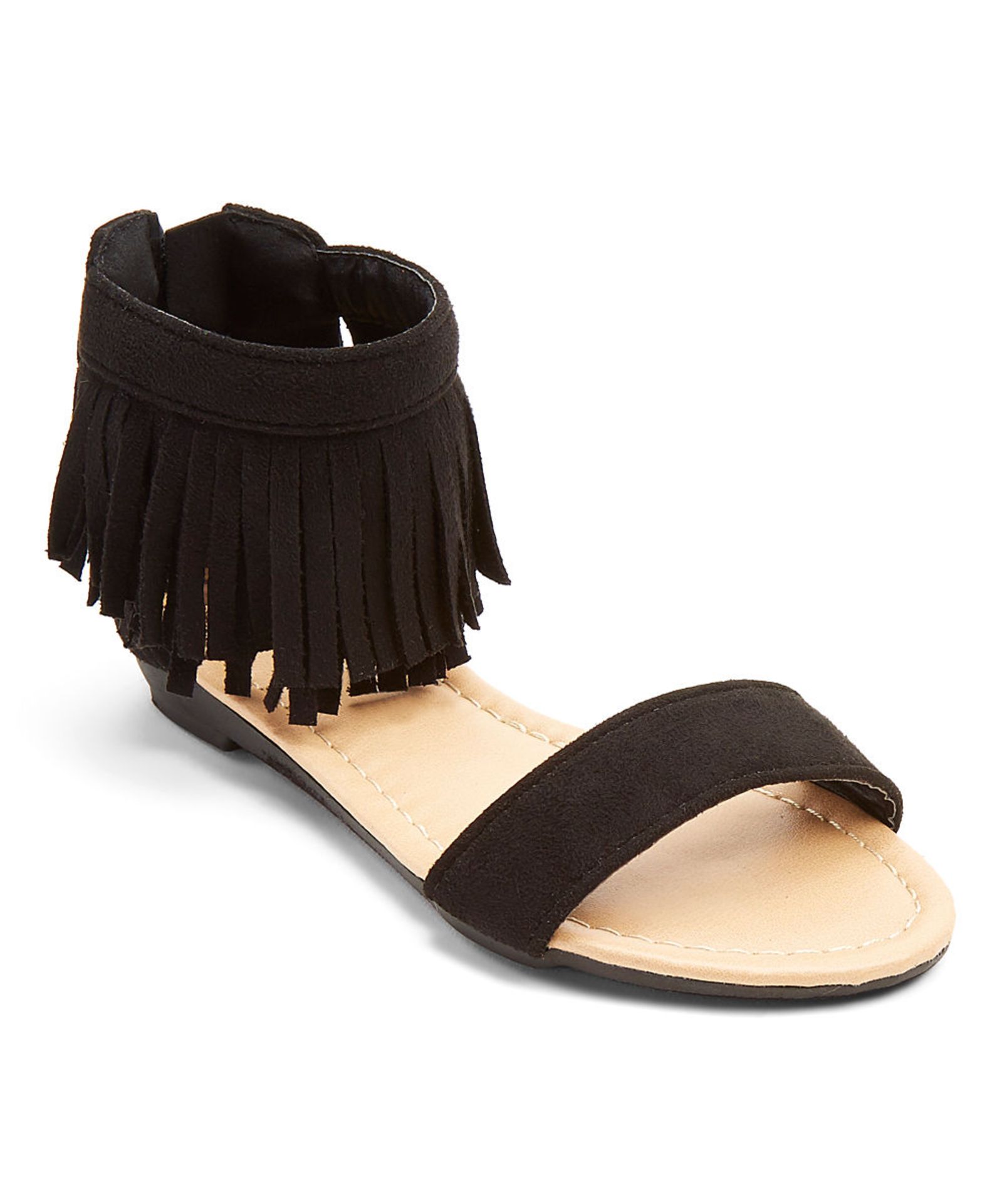 Pinky Footwear Black Fringe Fringe Ankle Sandal (Uk Size 1:Us Size 2) (New with box) [Ref: