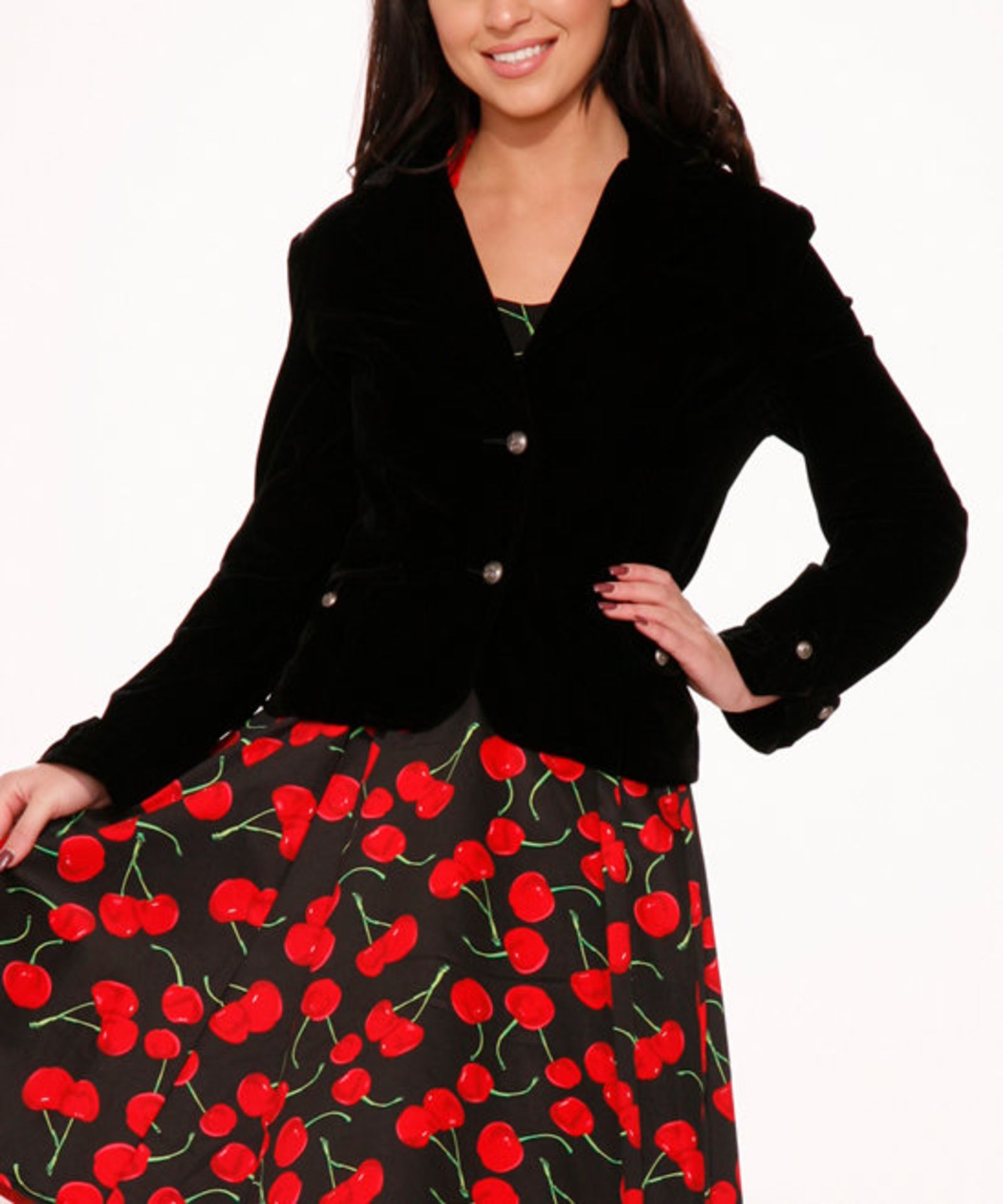 HEARTS & ROSES LONDON Black Button-Accent Velvet Jacket - Plus Too (Us Size: XL) [Ref: 46187673-]