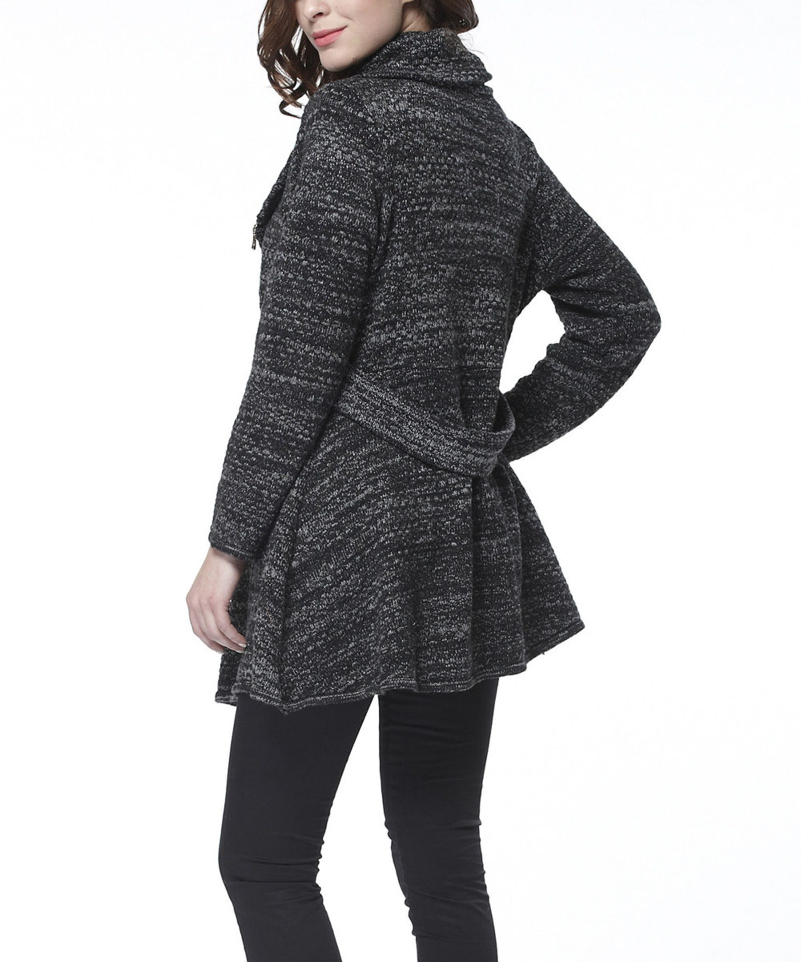 Simply Couture Black Wool-Blend Belted Cardigan (Us Size: M) [Ref: 29623998] - Image 3 of 3