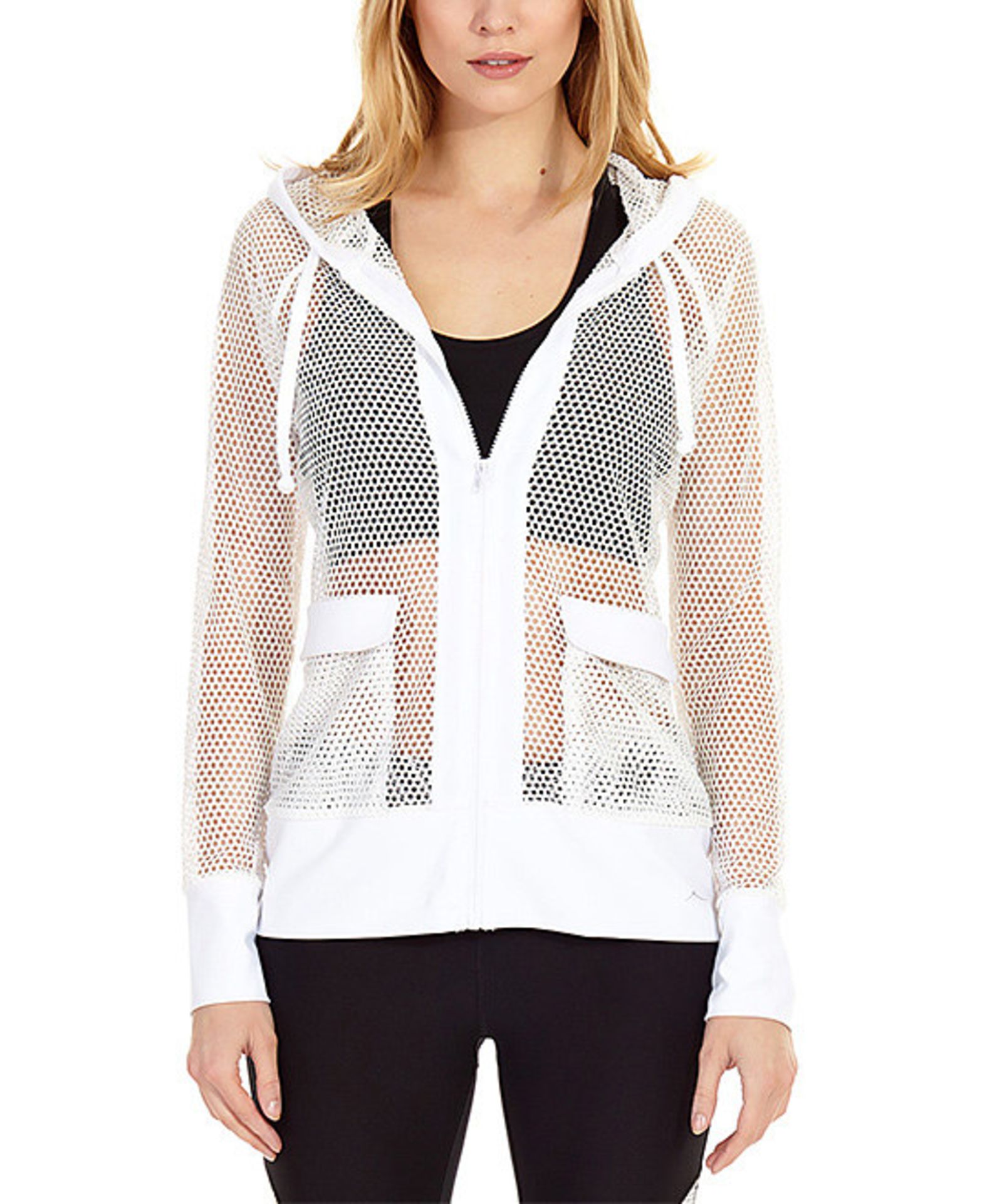 X by Gottex White Mesh Zip-Up Hoodie (Us Size: XS) [Ref: 41257563]