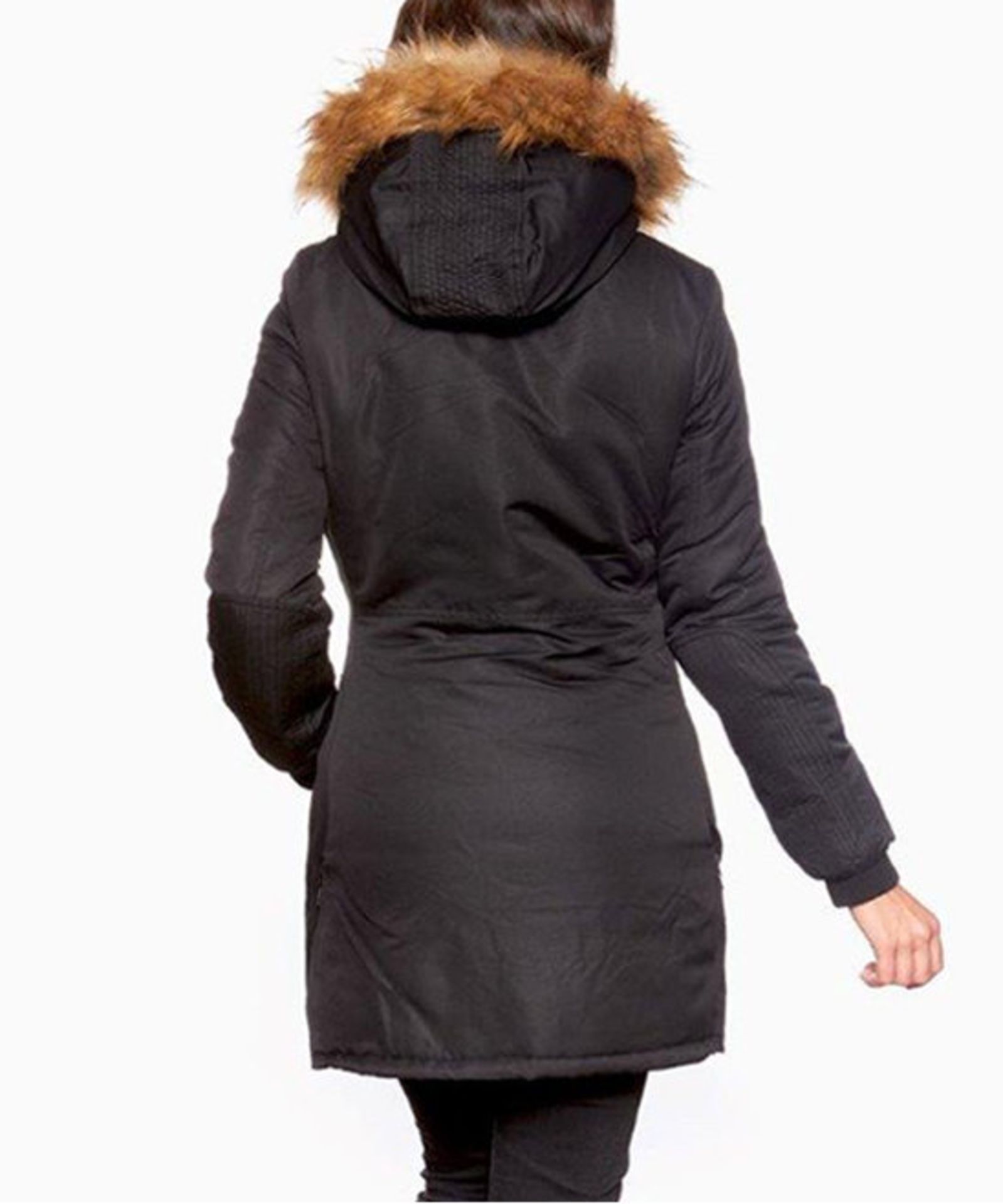 Black Faux Fur Hood Button-Up Coat - Plus Too (Us Size: 2XL) [Ref: 43802918] - Image 2 of 3