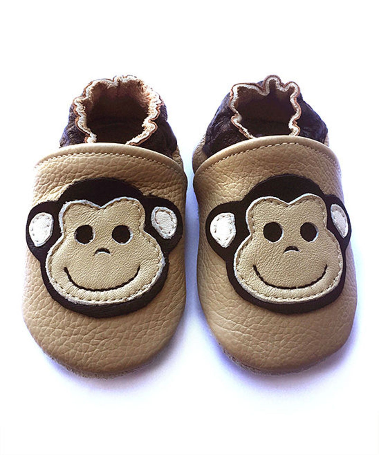 Forgotten Princess, Beige & Black Monkey Leather Bootie, Size 0-6 Months (New with box) [Ref: