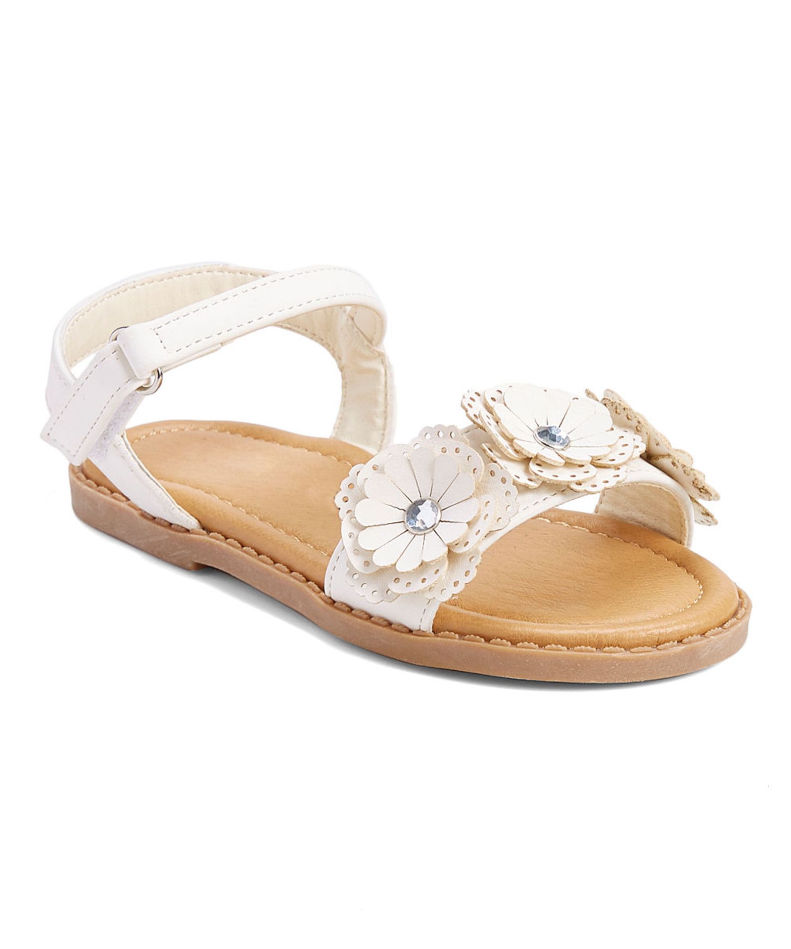 Kelly Kids, White Dixie Flower Ankle Strap Sandal, US Toddler Size 9 (New with box) [Ref: