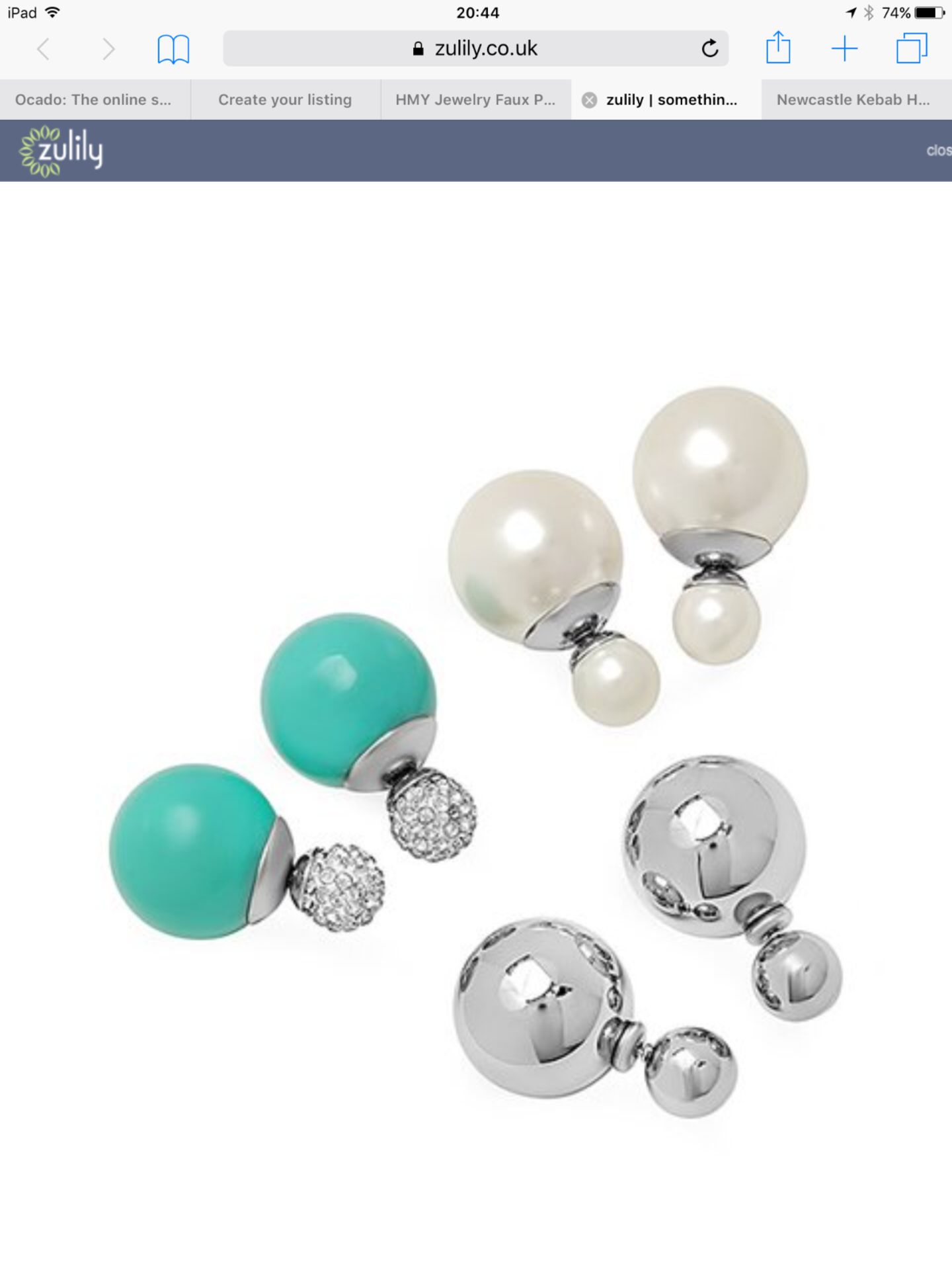 HMY JEWELRY Faux Pearl & Silvertone Double-Sided Stud Earrings Set, RRP £53.99 (New with tags) [Ref: