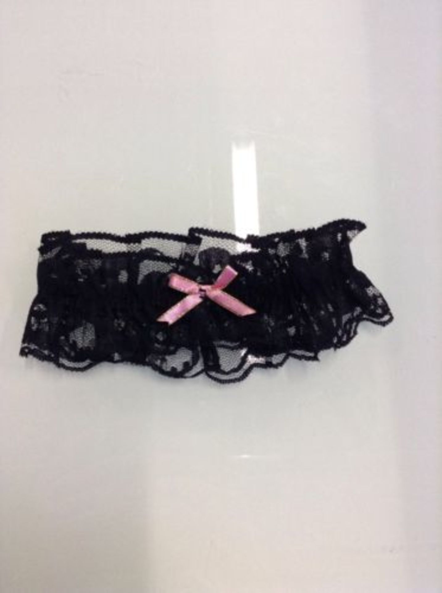 Black Garter With Pink Bow, One Size (New with tags) [Ref: ]