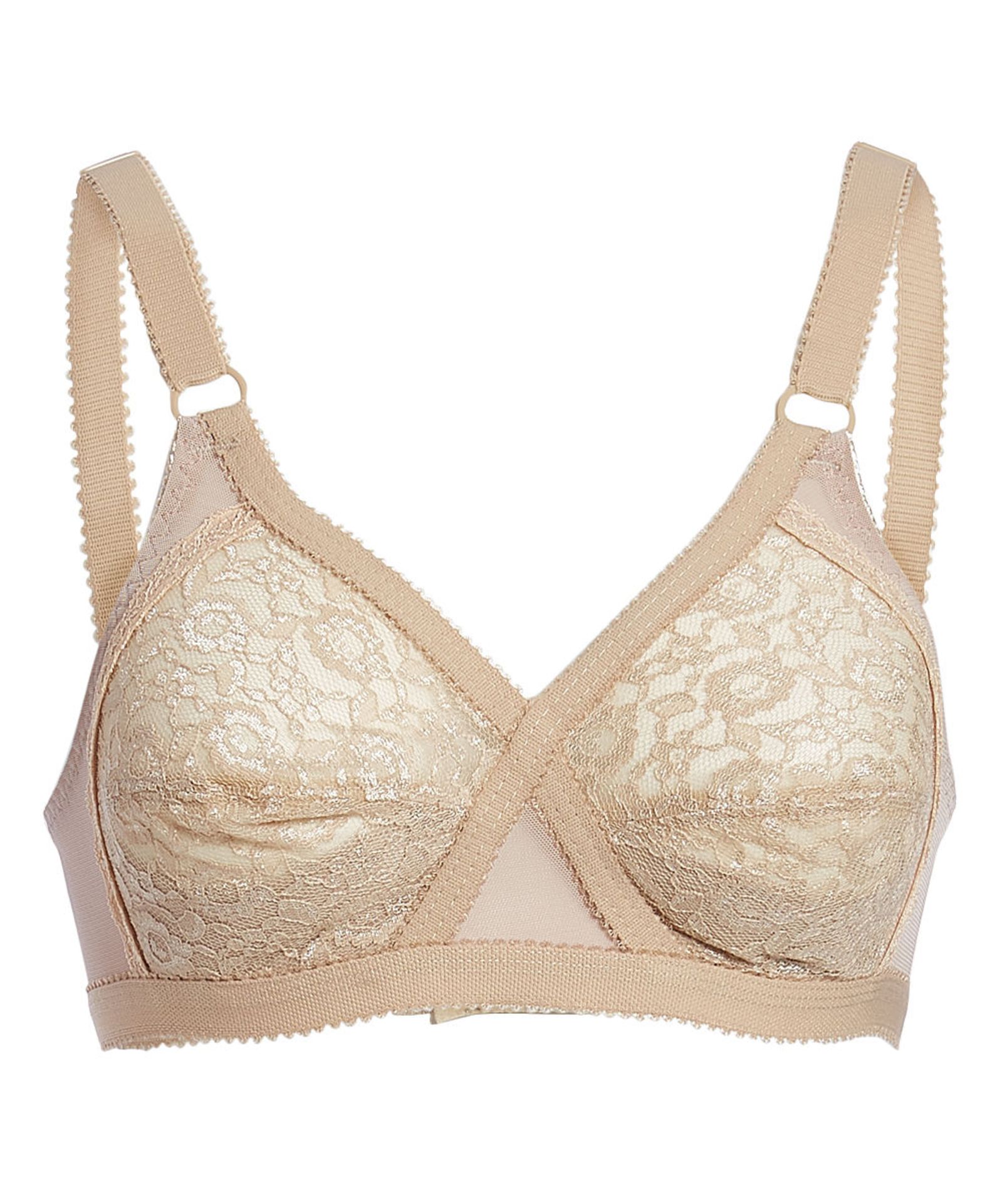Valmont Beige Lace Wireless Full-Fit Crossover Bra - Plus Too (Size 44D) (New with tags) [Ref: