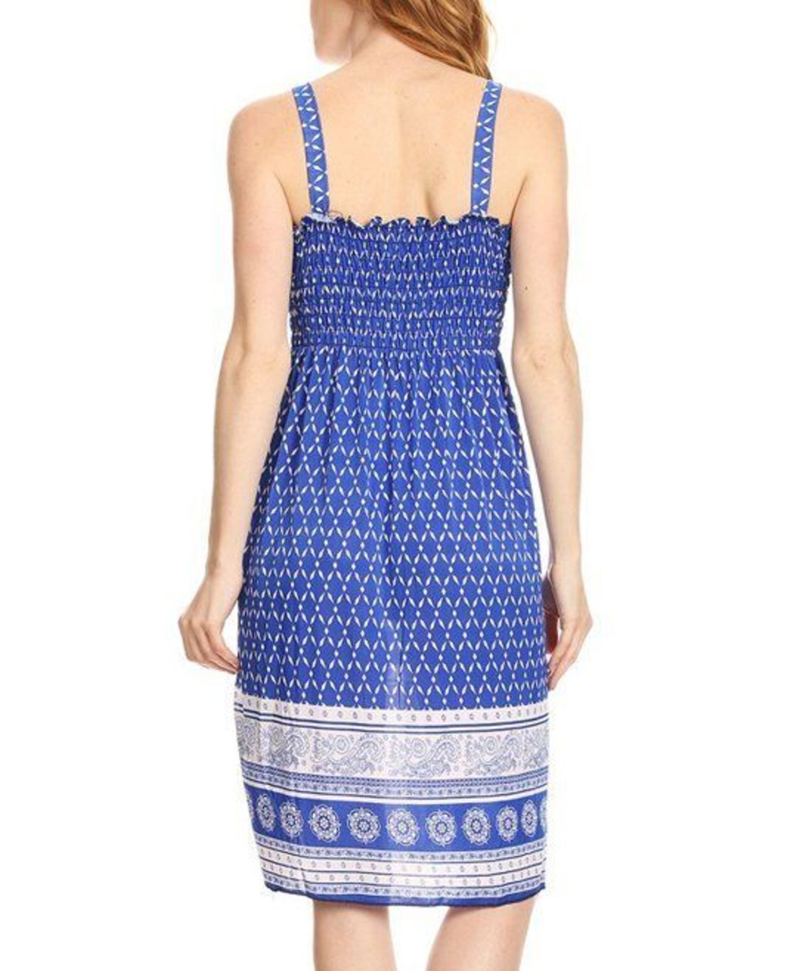 Nema Avenue Blue & White Arabesque Sleeveless Dress (Uk 16:Us 12) (New with tags) [Ref: 46806228- - Image 2 of 2