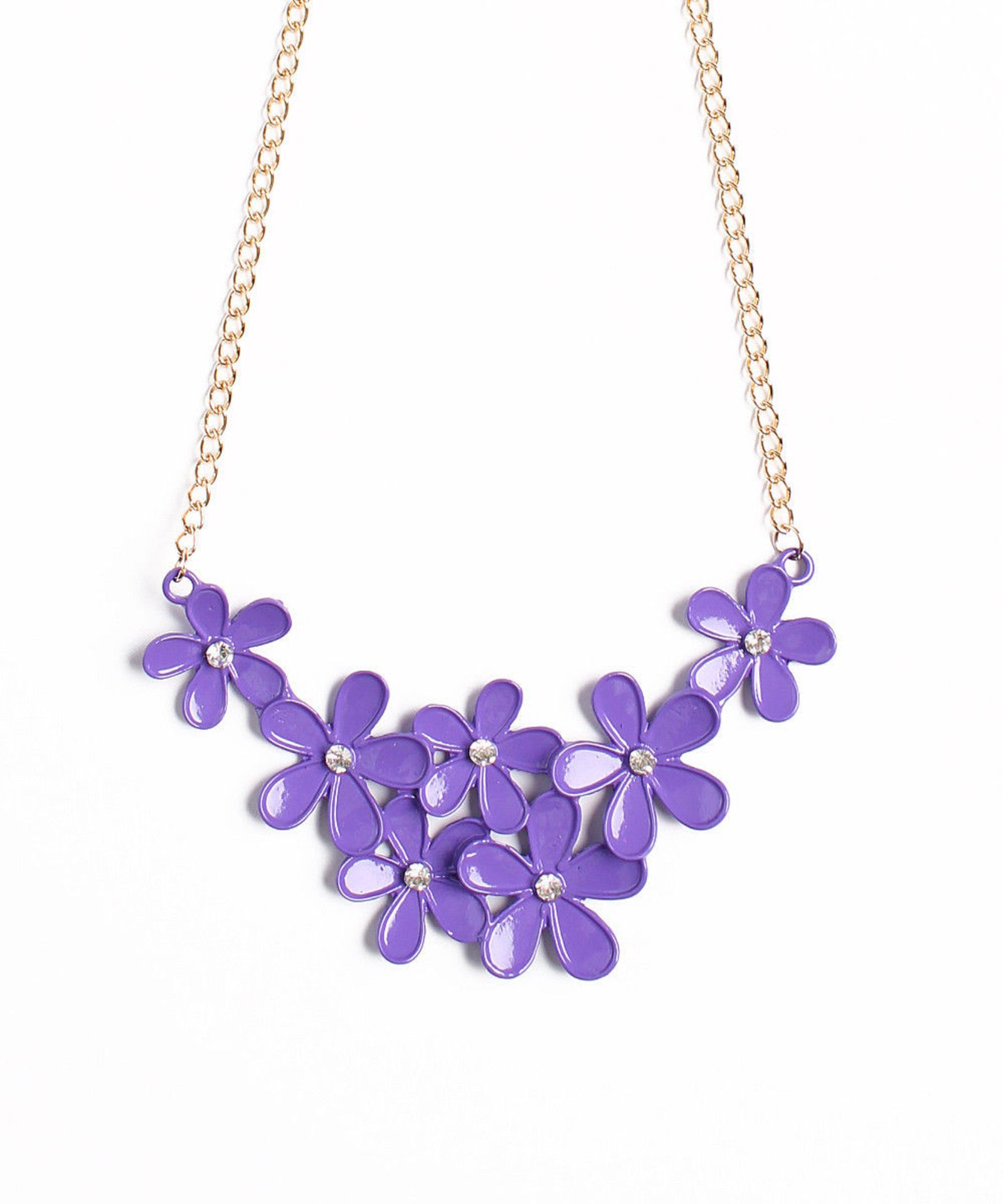 Riah Fashion Purple Flower Statement Necklace (New with tags) [Ref: 38251066- T-82]