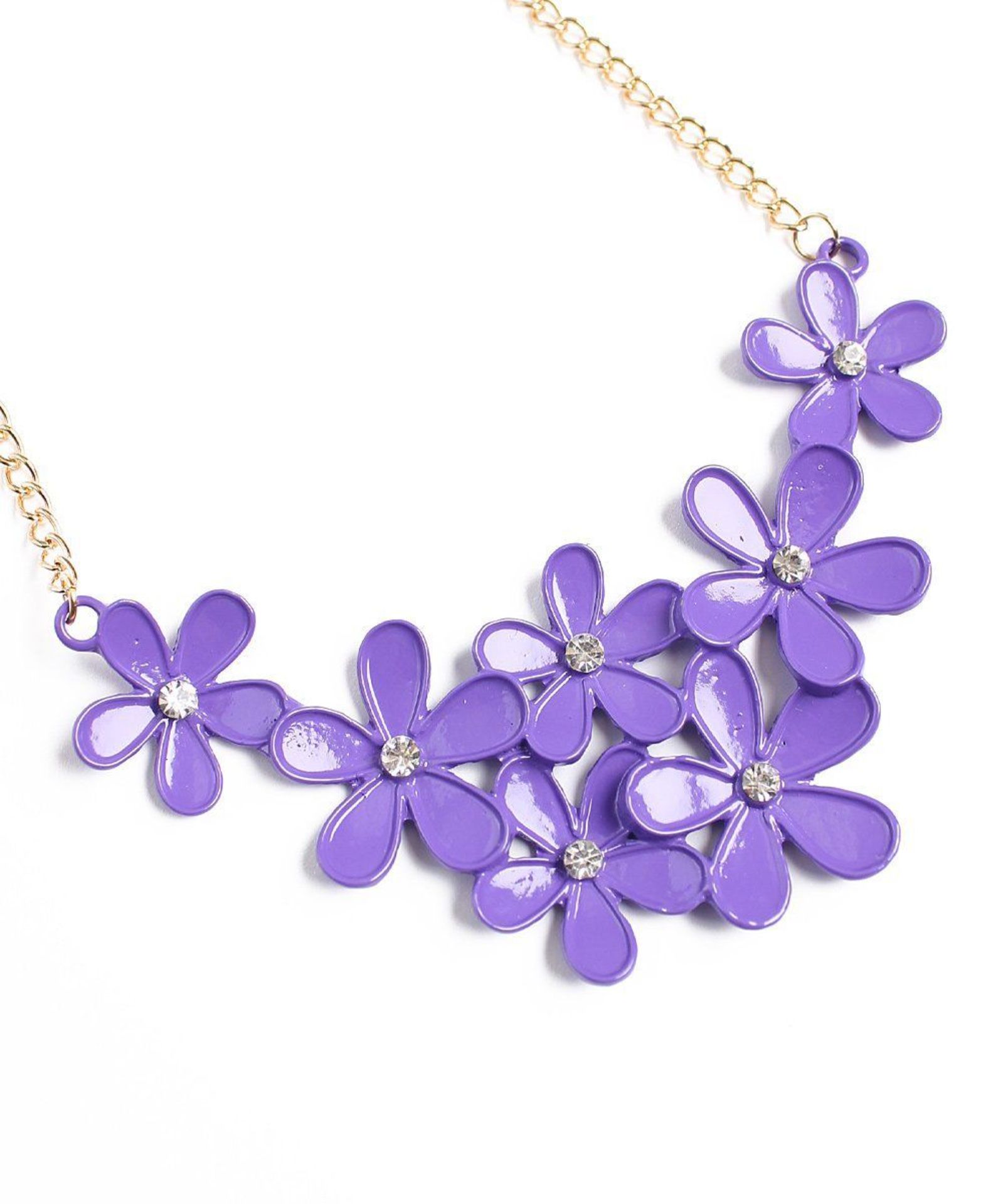 Riah Fashion Purple Flower Statement Necklace (New with tags) [Ref: 38251066- T-82] - Image 2 of 2