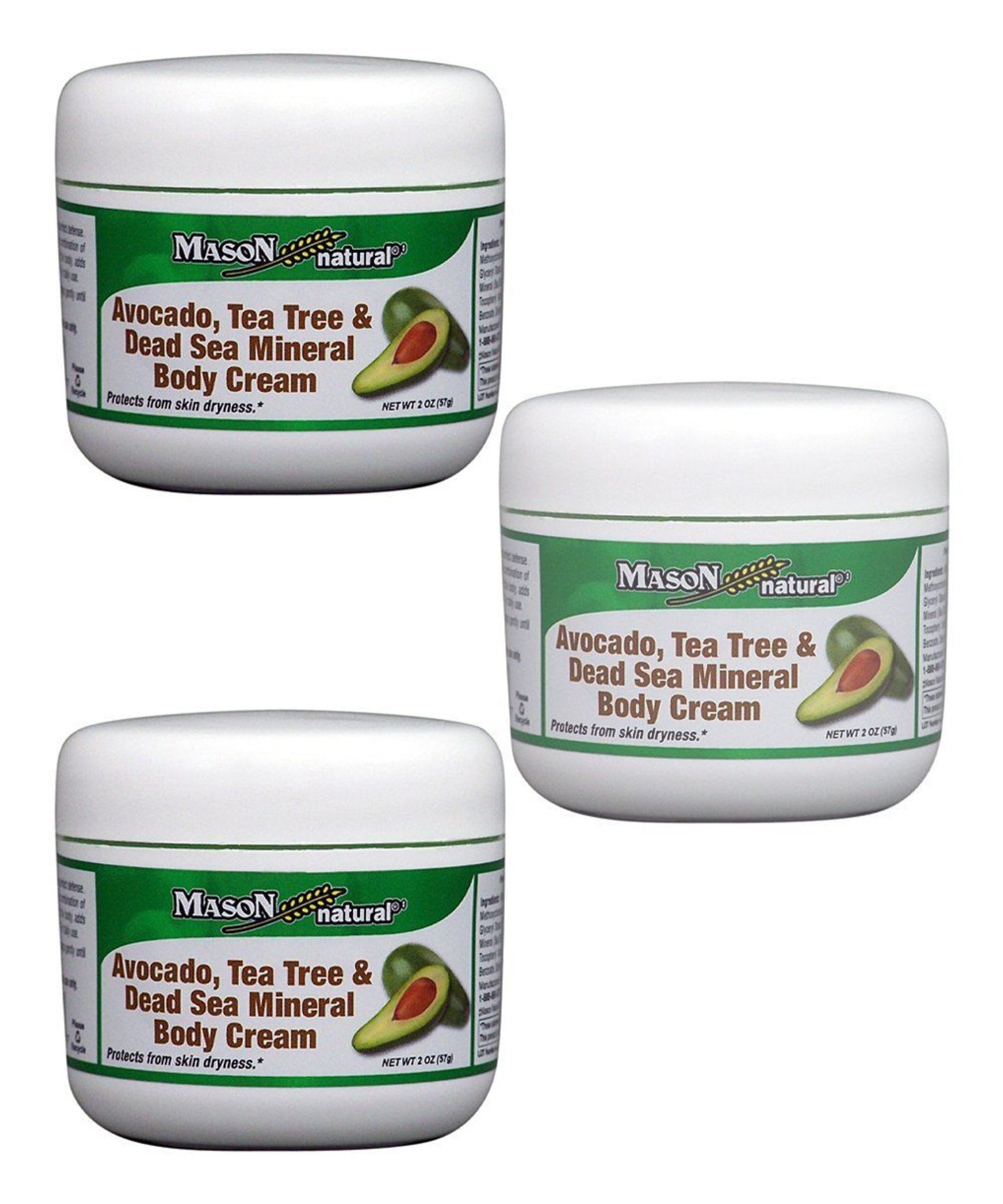 Mason Natural Avocado, Tea Tree & Dead Sea Mineral Cream – Set of Three (New) [Ref: 27413327- T-77]