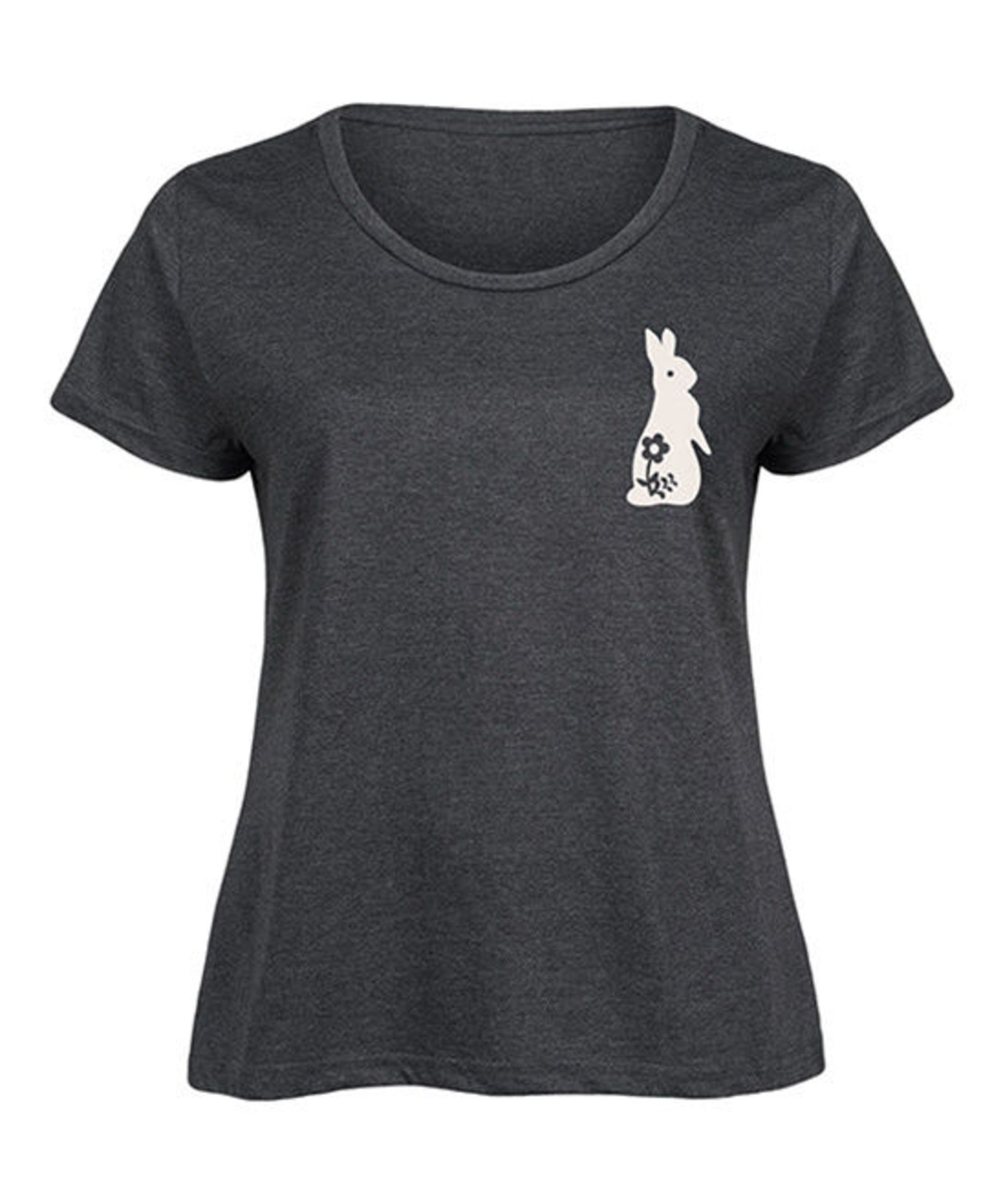 Cotton Jungle Plus Heather Charcoal Rabbit Scoop Neck Tee (Uk 22/24:Us 18/20) (New with tags) [