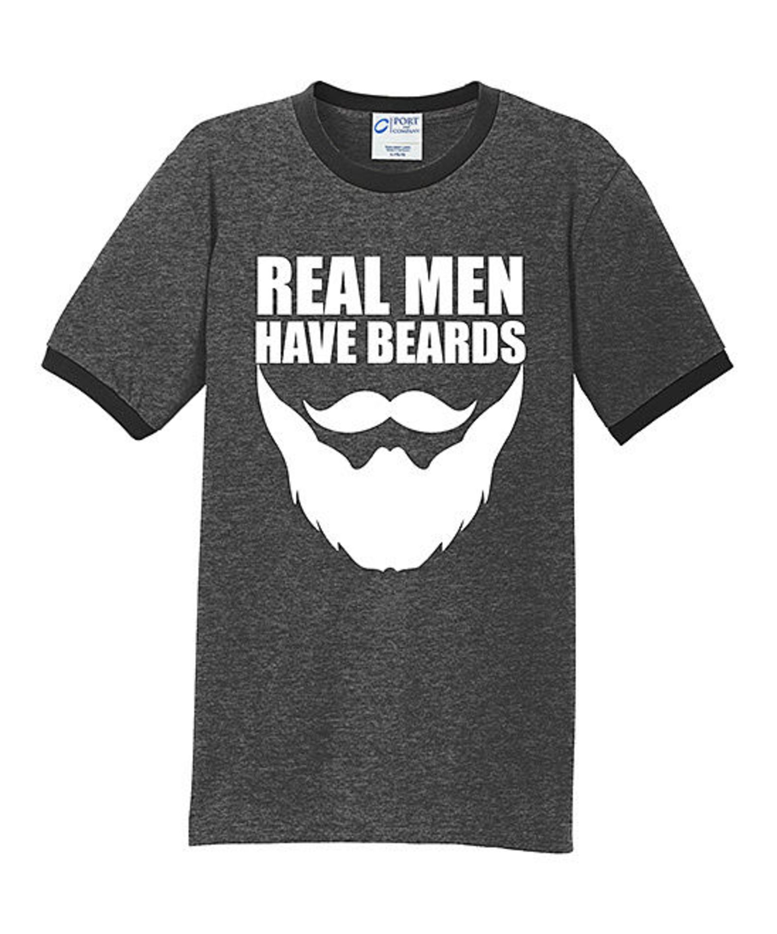 TKO Tees Dark Heather 'Real Men Have Beards' Tee (US 14/UK 18/EU 46) (New with tags) [Ref: 39031694-