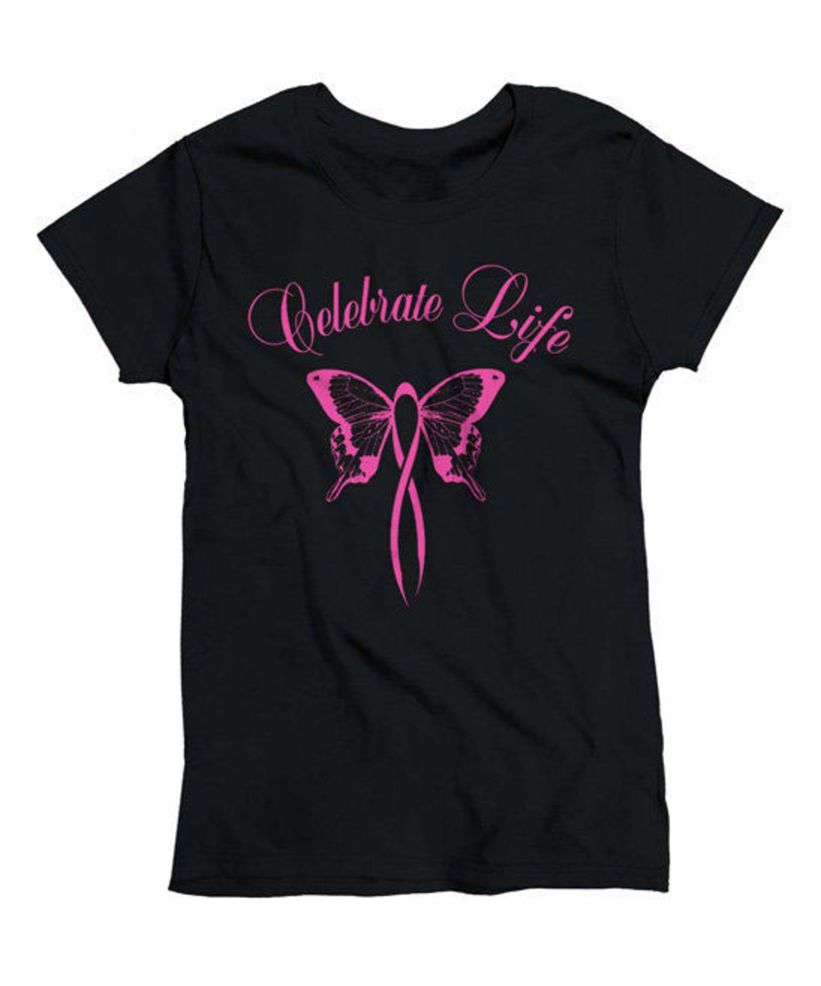 Pray For A Cure Black 'Celebrate Life' Tee (US 14/UK 18/EU 46) (New with tags) [Ref: 30053306- T- - Image 2 of 2