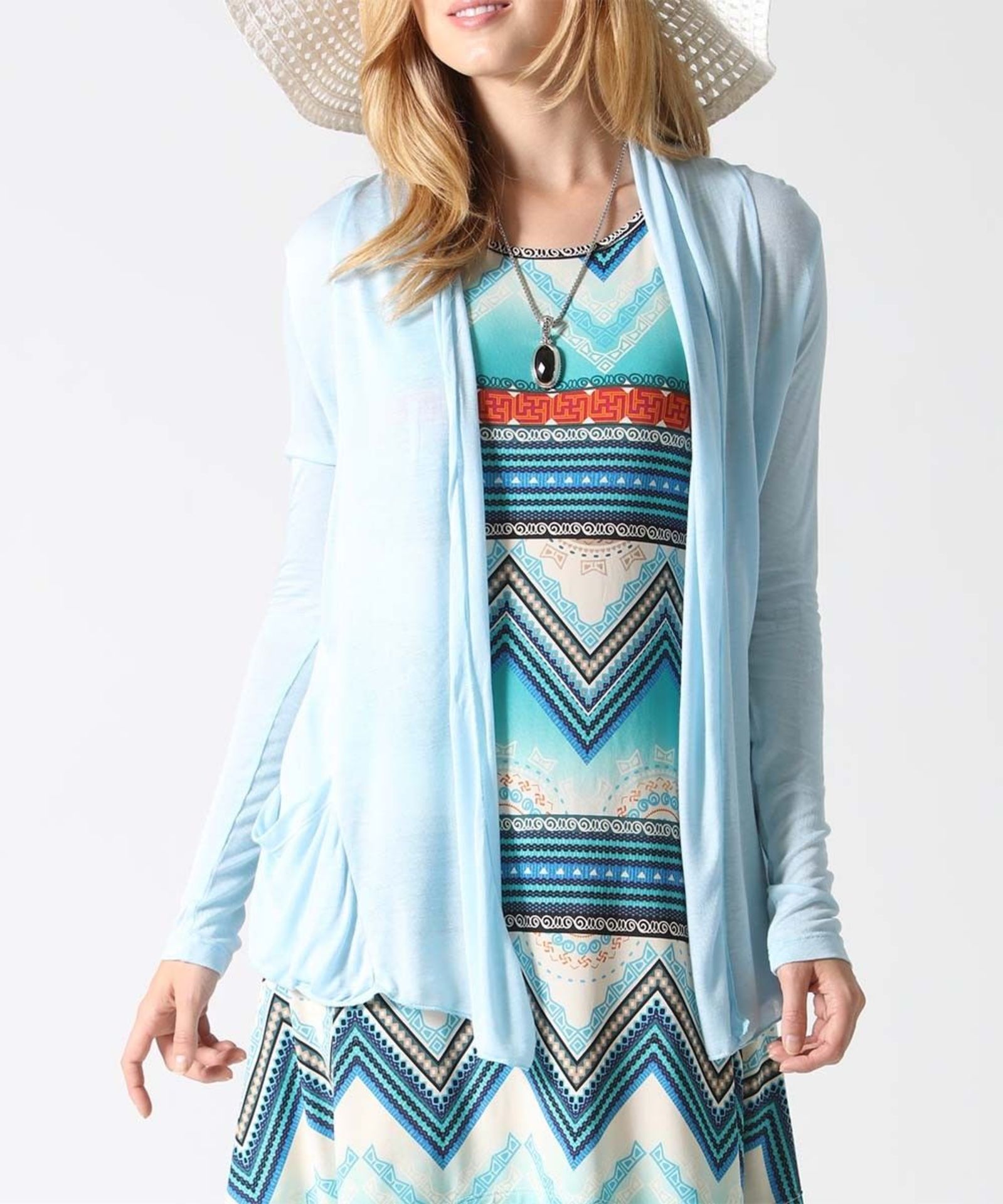 Spring Blue Semisheer Open Cardigan - Plus (Uk Size 22/24:Us Size 18/20) (New with tags) [Ref: