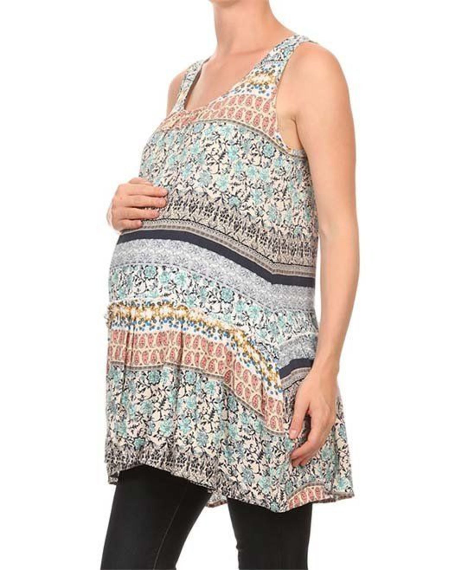 Chris & Carol Maternity Ivory & Mint Abstract Sleeveless Tunic (Uk 16: Us 12) (New with tags) [ - Image 2 of 3