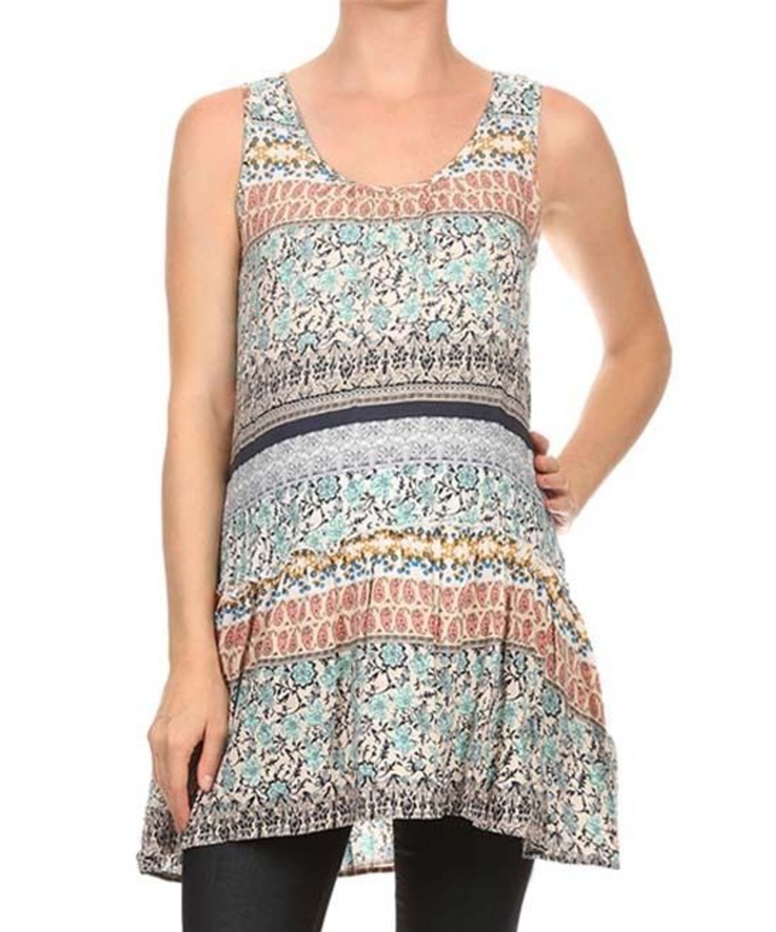 Chris & Carol Maternity Ivory & Mint Abstract Sleeveless Tunic (Uk 16: Us 12) (New with tags) [