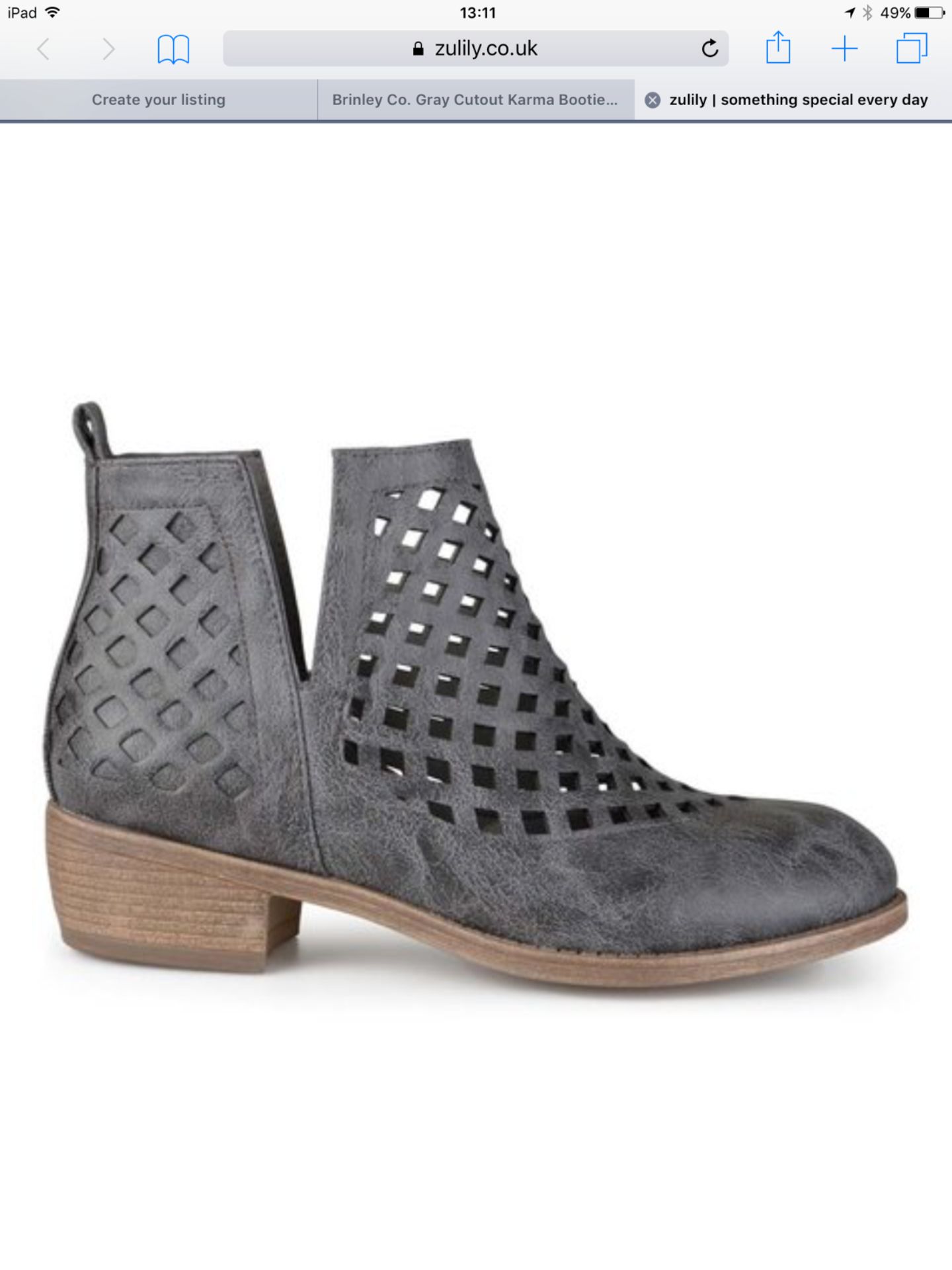 Journee Collection Grey Cutout Karma Kat Bootie, Size US 6/Eur 36.5 RRP £62.99 (New with box) [ - Image 4 of 6