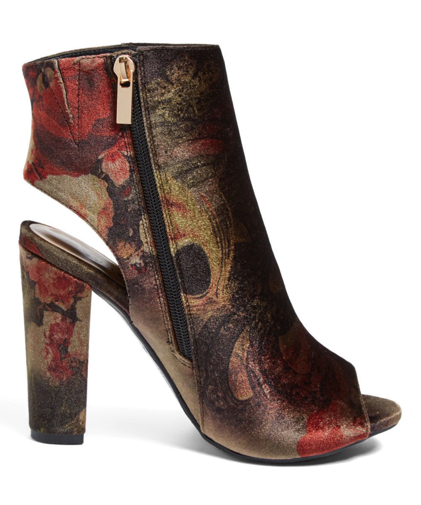 Bamboo, Black & Red Floral Open-Heel Limelight Bootie, US Size 6/UK 4 (New with box) [Ref: 44263542- - Image 2 of 3