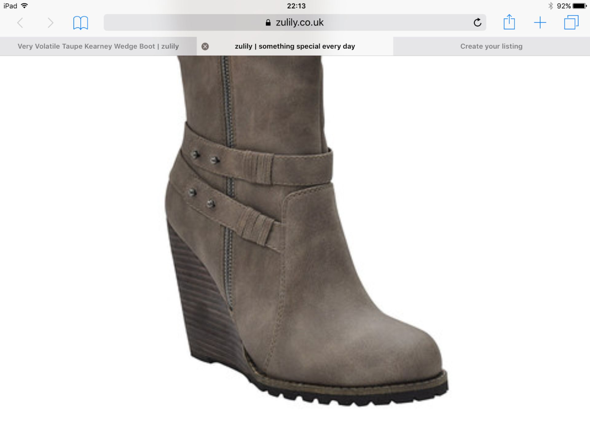 Very Volatile Taupe Kearney Wedge Boot, Size Eur 39, RRP £100.99 (New with box) [Ref: H-003] - Image 2 of 4