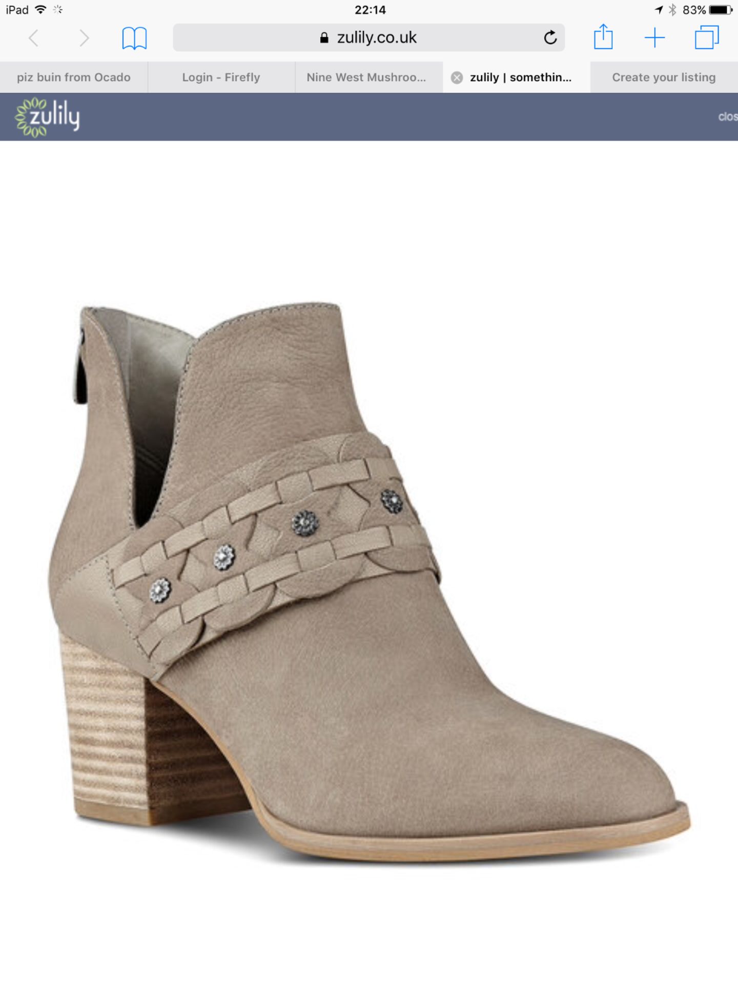 Nine West Mushroom & Sandstone Danita Nubuck Bootie, Size US 6M UK 4.5M (New with box) [Ref: