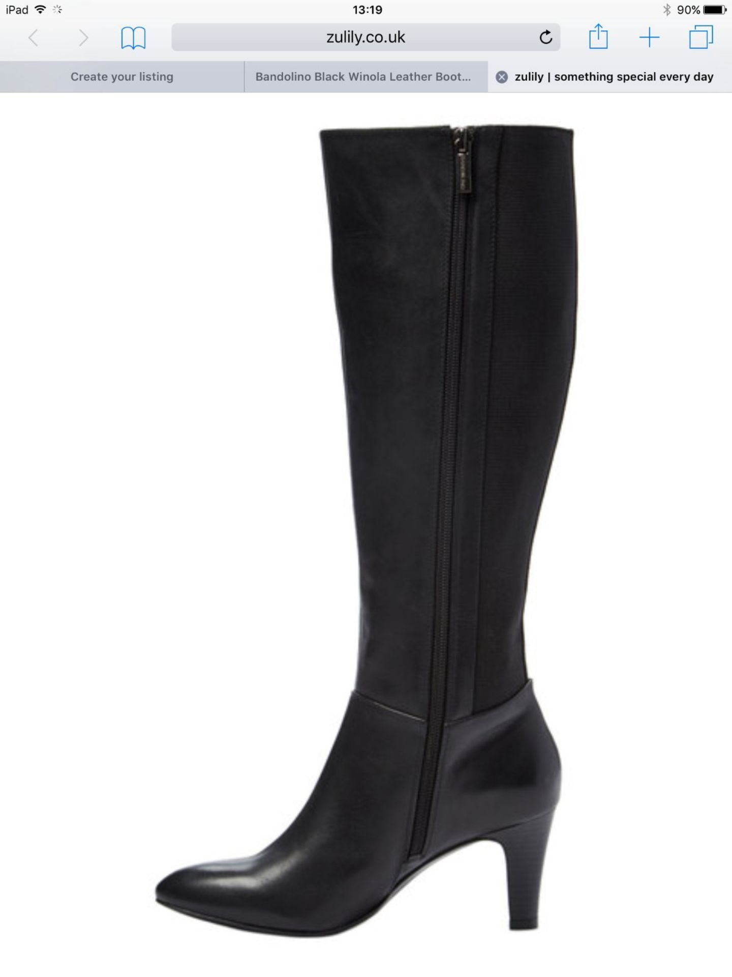 Bandolino Black Winona Leather Boot, Size Eur 39.5 (New with box) [Ref: J-003] - Image 2 of 4