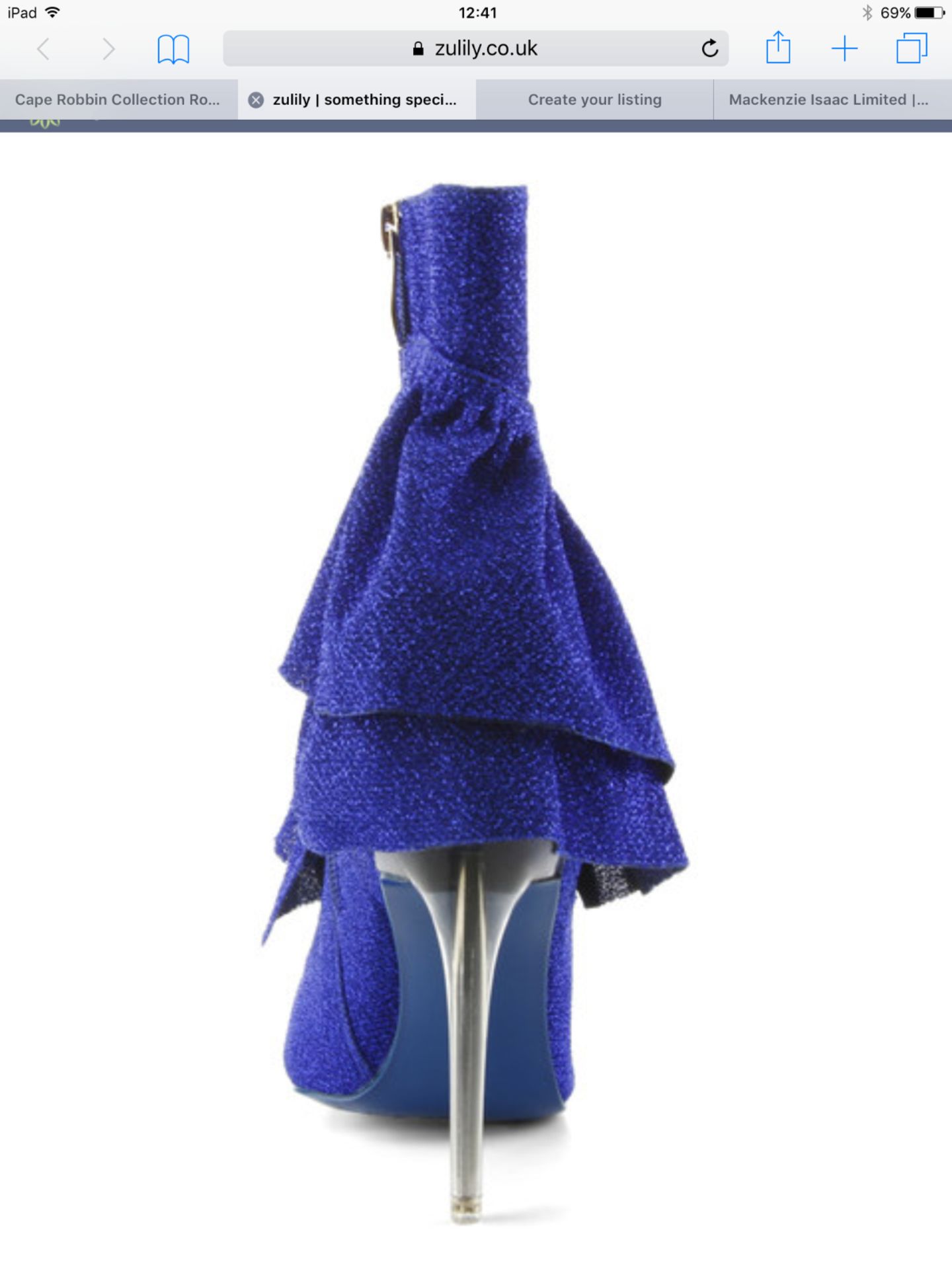 Cape Robbin Collection Royal Blue Beatrix Ruffle Boot, Size Eur 39, RRP £59.99 (New with box) [ - Image 5 of 7