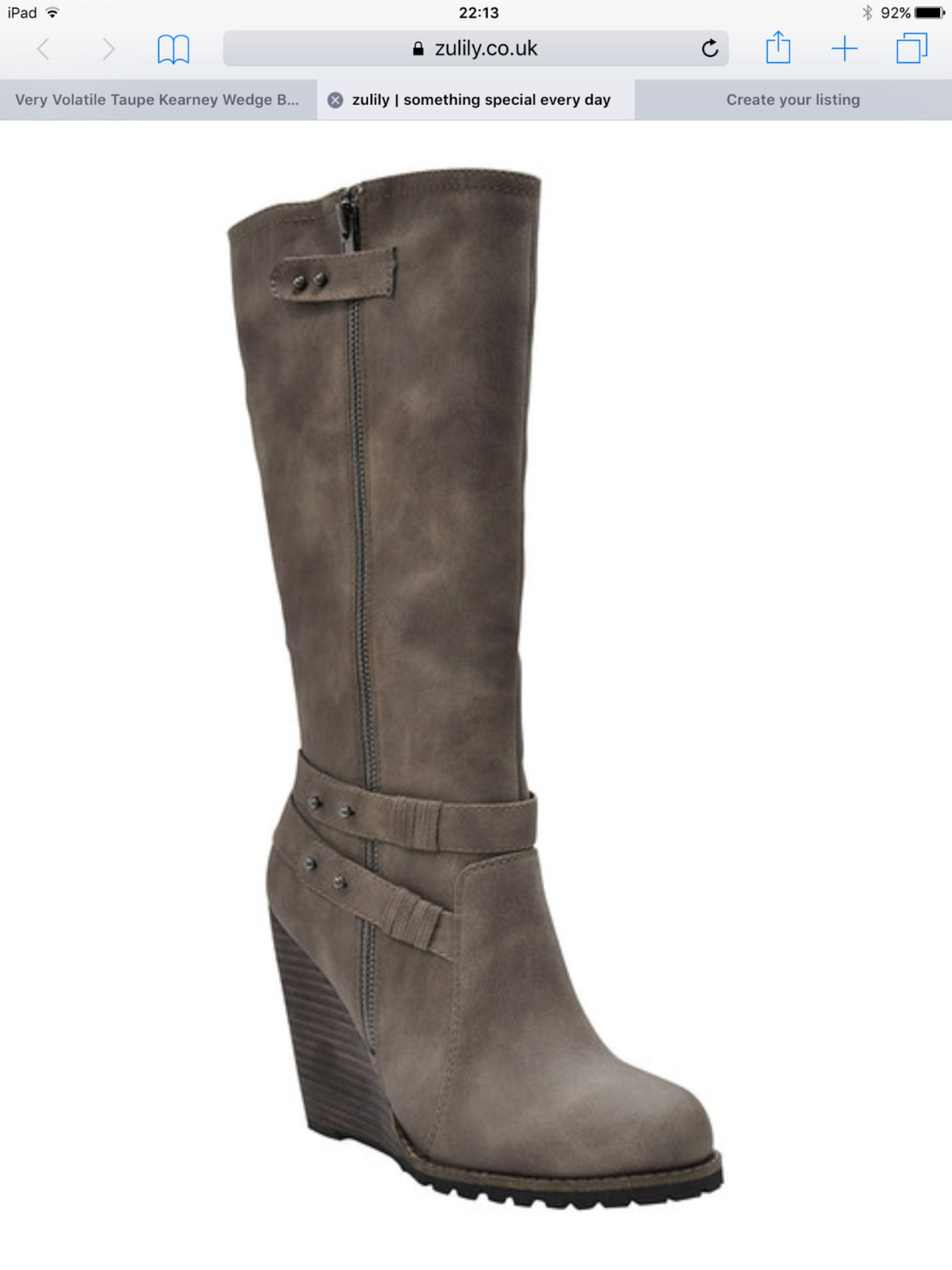 Very Volatile Taupe Kearney Wedge Boot, Size Eur 39, RRP £100.99 (New with box) [Ref: H-003]