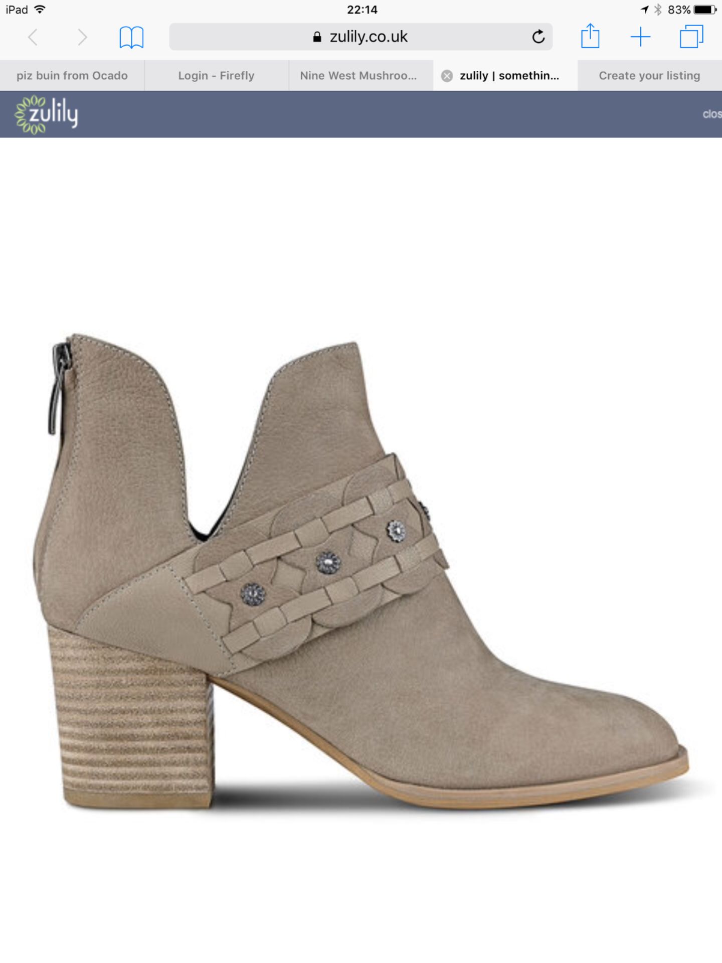 Nine West Mushroom & Sandstone Danita Nubuck Bootie, Size US 6M UK 4.5M (New with box) [Ref: - Image 2 of 5