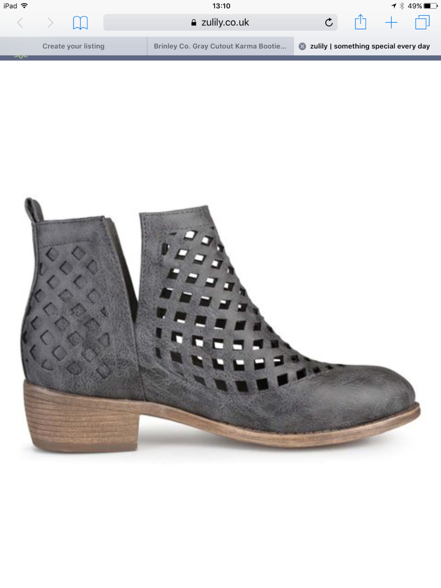 Journee Collection Grey Cutout Karma Kat Bootie, Size US 6/Eur 36.5 RRP £62.99 (New with box) [ - Image 3 of 6