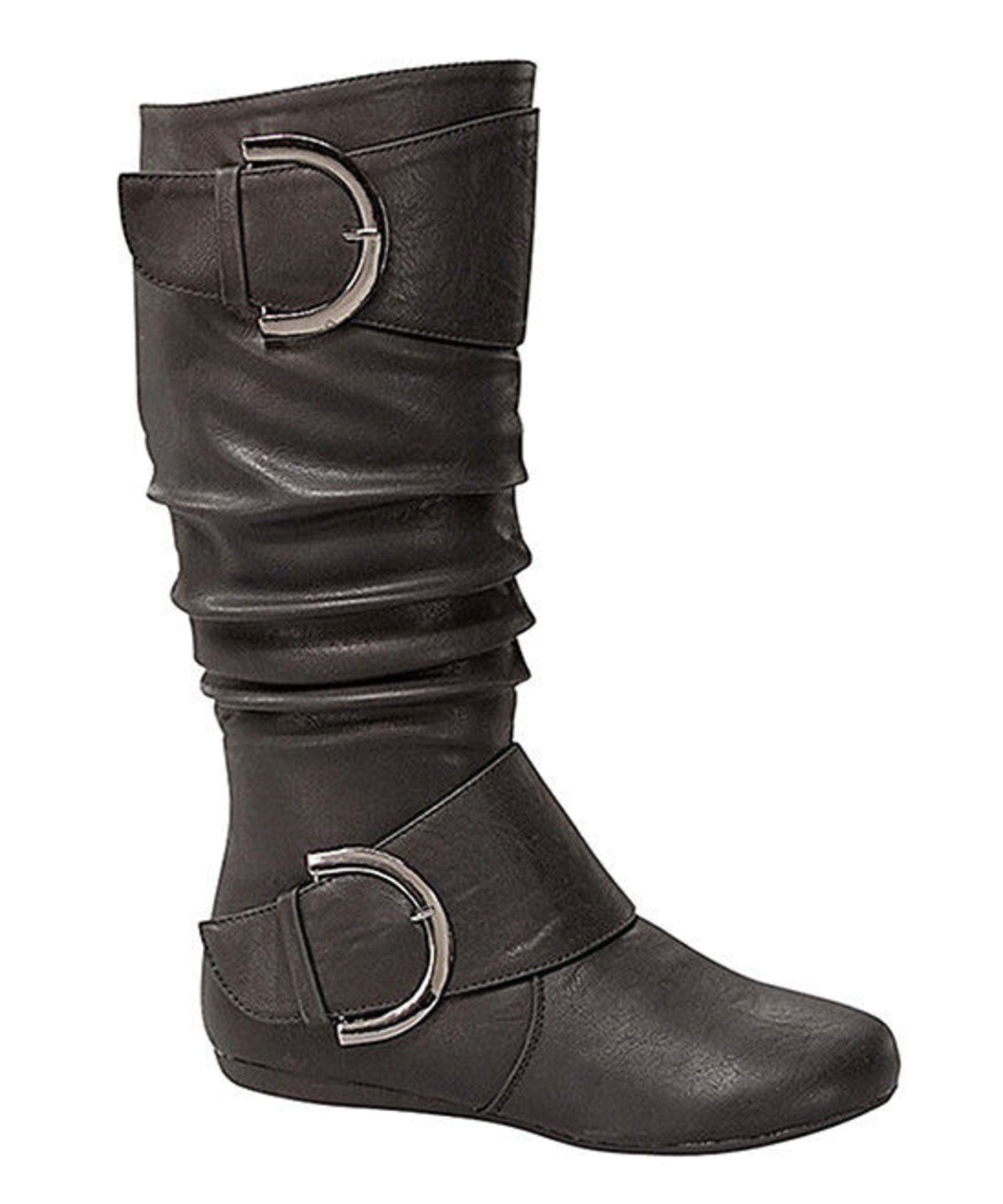 TOP MODA Black Bank Buckle Boot (Uk Size 3.5:Us Size 5.5) (New with box) [Ref: 4919643-A-002]